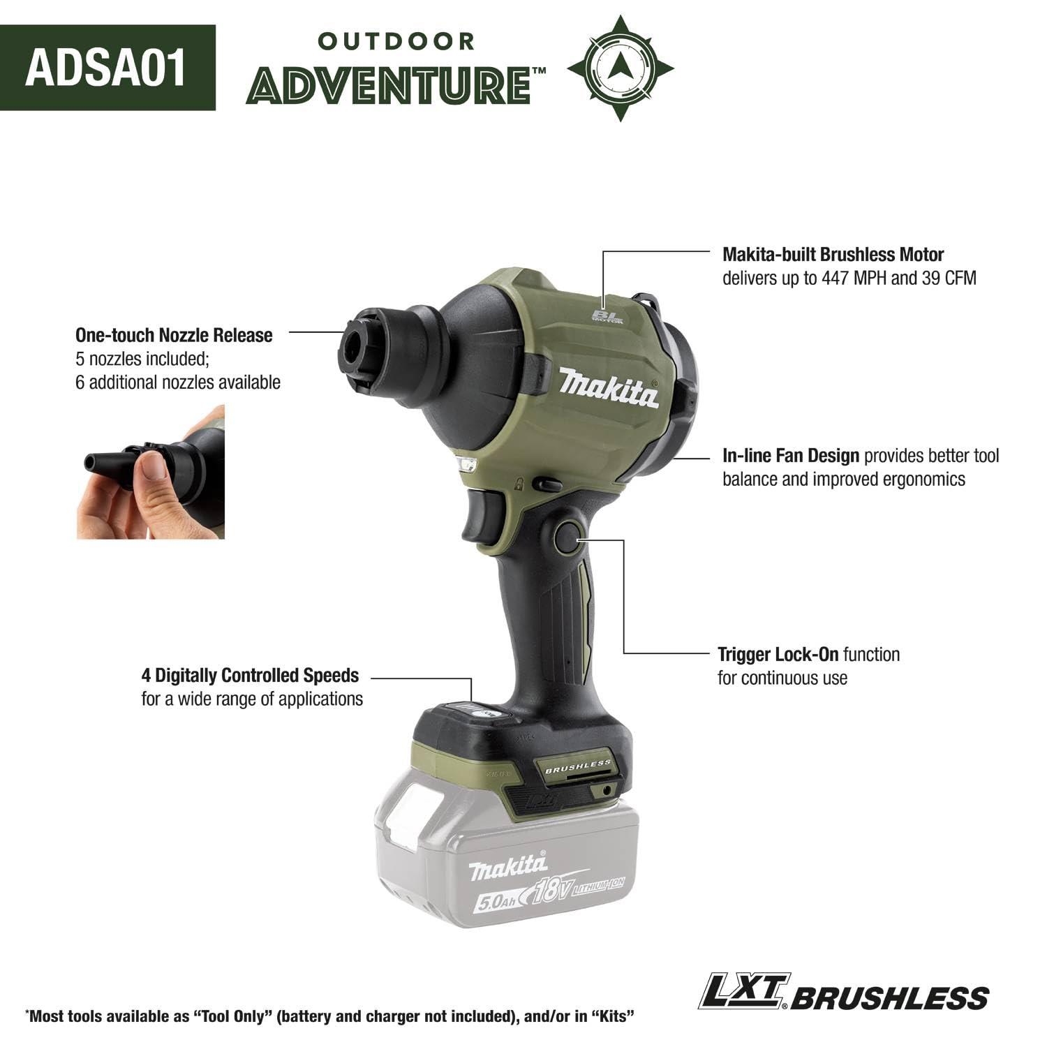 Makita ADSA01Z Outdoor Adventure™ 18V LXT® Brushless Cordless High Speed Blower/Inflator, Tool Only - Image 3