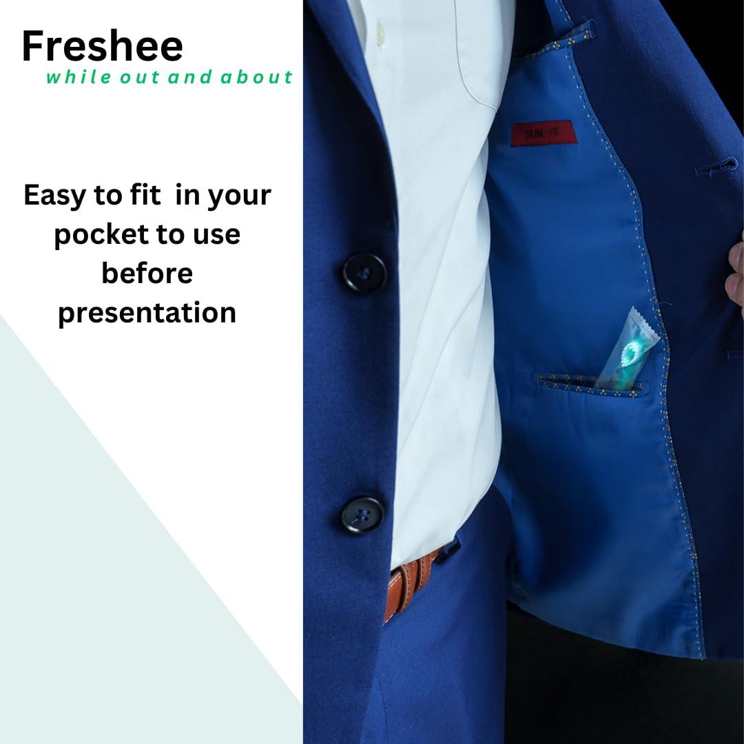 Freshee 5 in 1 Disposable Mini Toothbrush with Toothpaste + Floss + Pick + Tongue Scraper | Travel Size | Individually Wrapped | Soft | Mint | Travel Set | Oral Care - Image 5