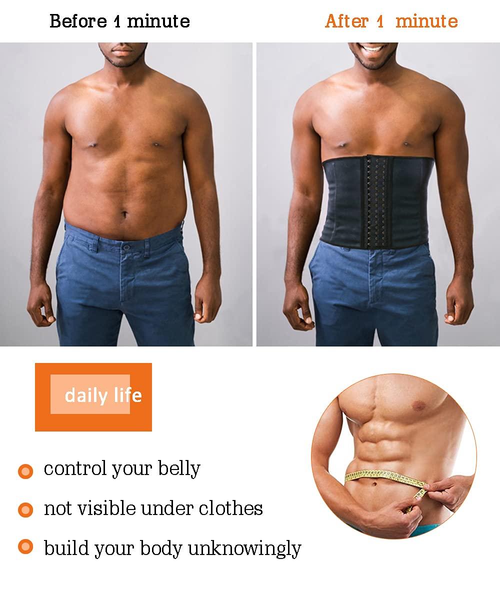 GainKee 100% Latex Men Waist Trainer Corsets With Steel Bone Sweat Belt Sauna Suit For Fitness Body Shaper - Image 2