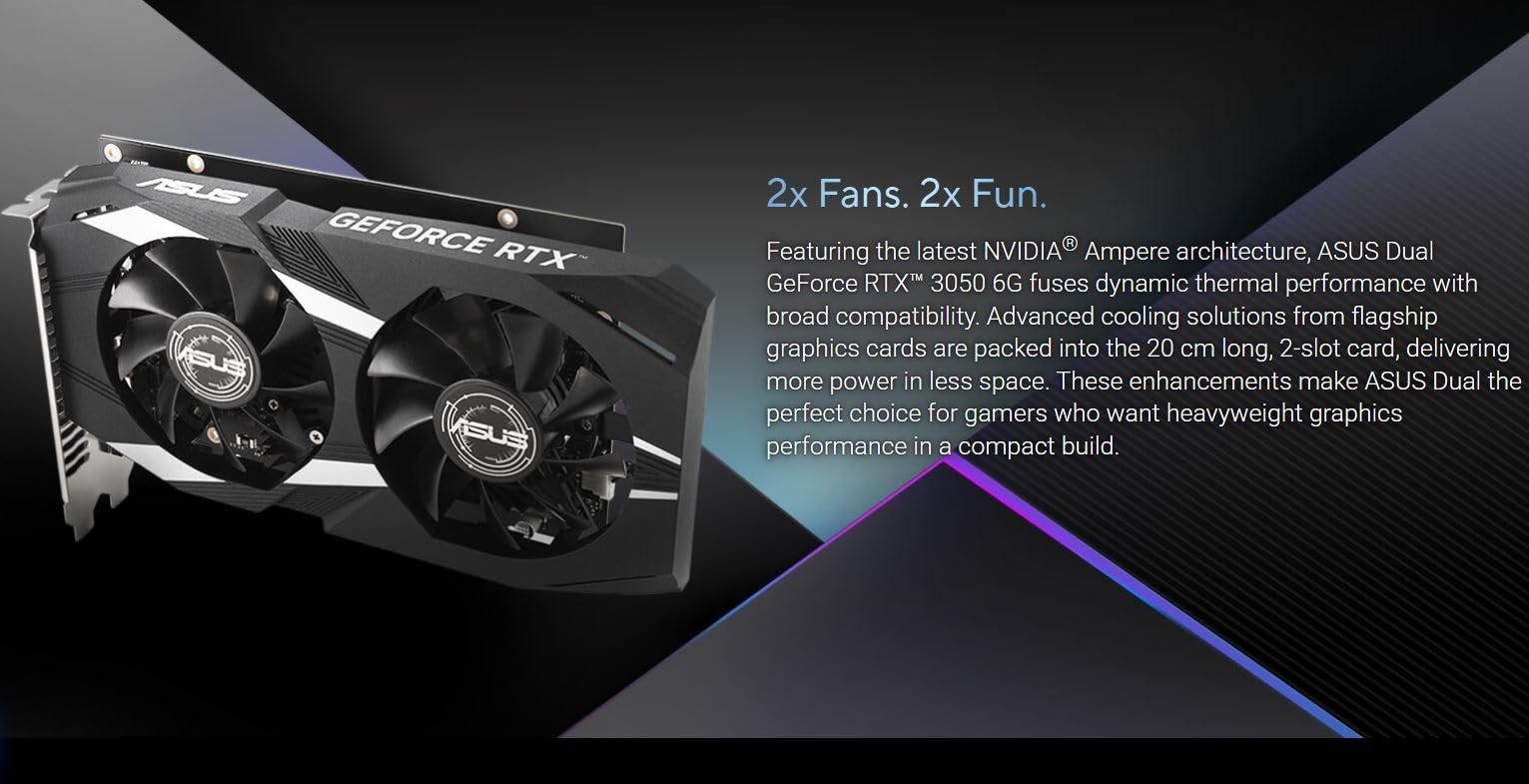 ASUS Dual NVIDIA GeForce RTX 3050 6GB OC Edition Gaming Graphics Card - PCIe 4.0, 6GB GDDR6 Memory, HDMI 2.1, DisplayPort 1.4a, 2-Slot Design, Axial-tech Fan Design, 0dB Technology, Steel Bracket - Image 17