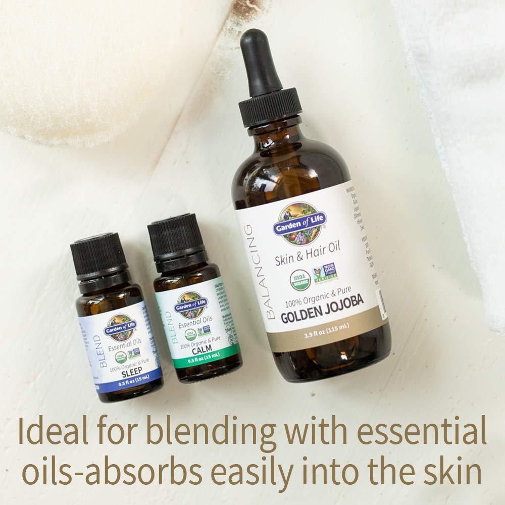 Garden of Life Jojoba Oil 100% Organic & Pure Golden Jojoba Oil for Hair, Skin and Face - Cold Pressed Jojoba Body Oil, Massage, or Use as a Carrier Oil for Making Lip Balms & Body Butters, 4 fl oz - Image 3