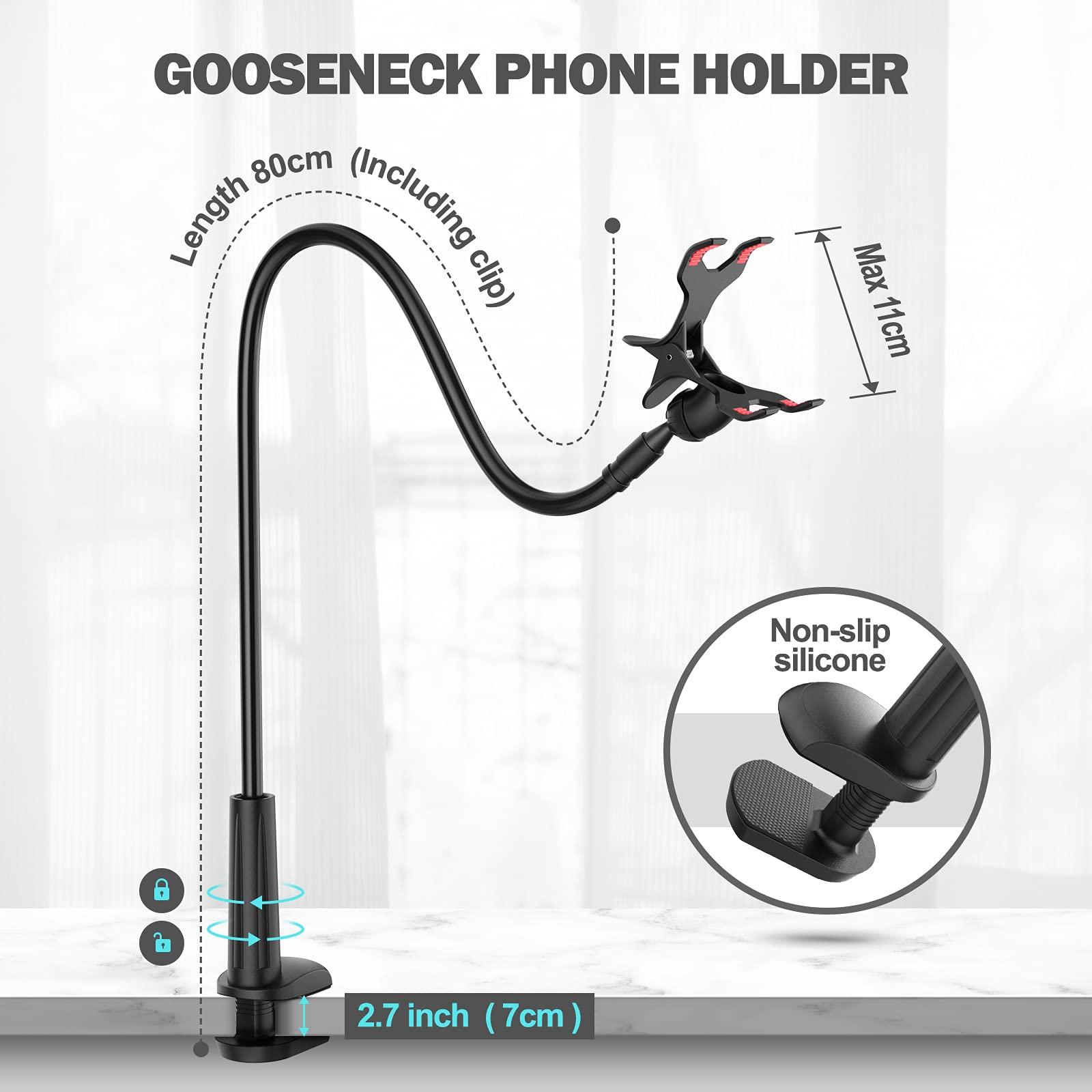 Gooseneck Phone Holder for Bed, Flexible Lazy Arm Cell Phone Holder 360 Adjustable Clamp Bracket Mount Desk for iPhone 14 Pro Max Plus 13 12 Pro Max Mini 11 Pro Xs XR X 8 Samsung S22 S21 Phones - Image 4