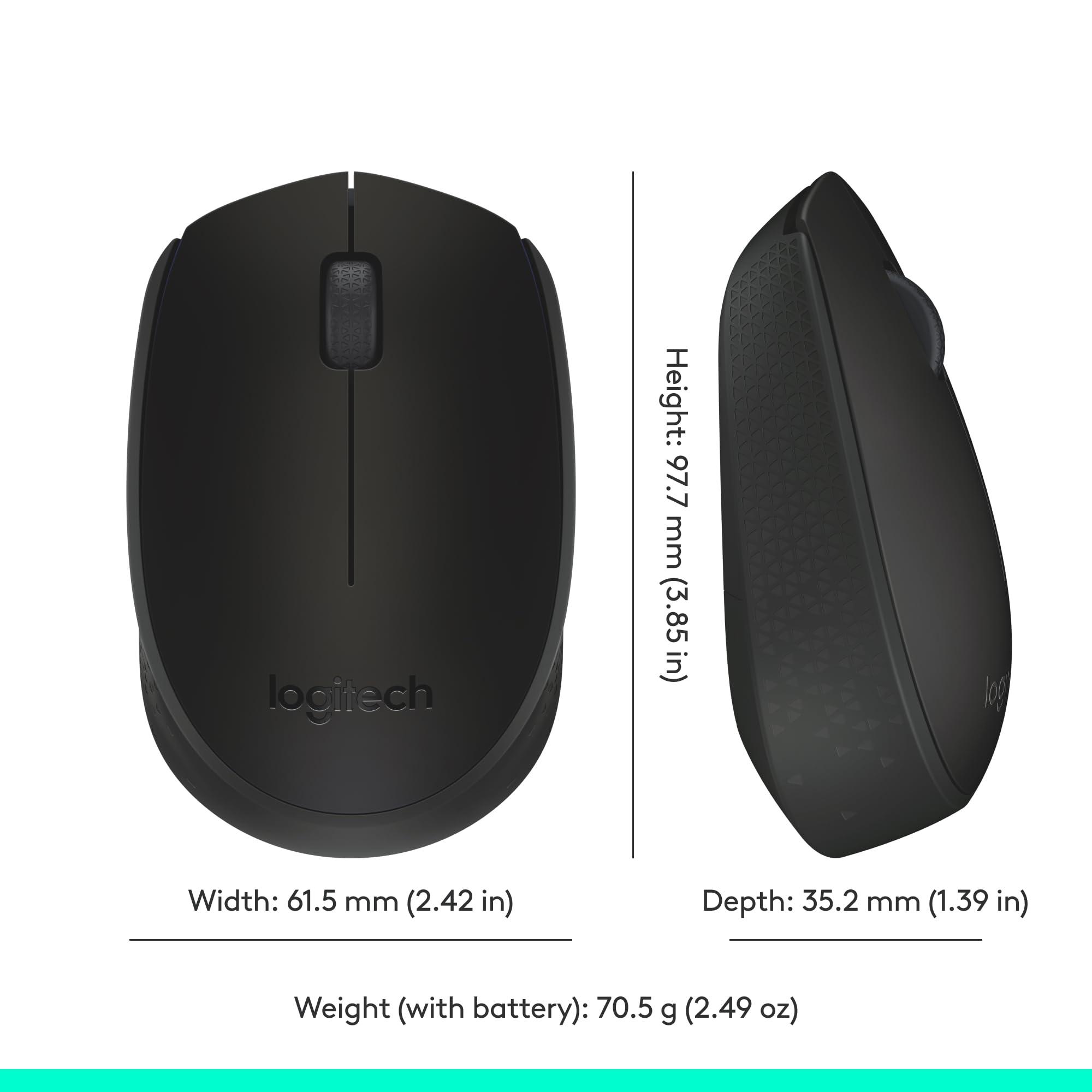 Logitech M170 Wireless Mouse for PC, Mac, Laptop, 2.4 GHz with USB Mini Receiver, Optical Tracking, 12-Months Battery Life, Ambidextrous - Black - Image 9