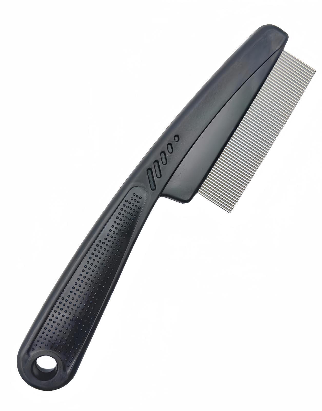 Yumflan Dandruff Comb, Stainless Steel Fine Tooth Dandruff Remover, Professional Scalp Comb Hair Comb for Kids and Adults (Black) - Image 1