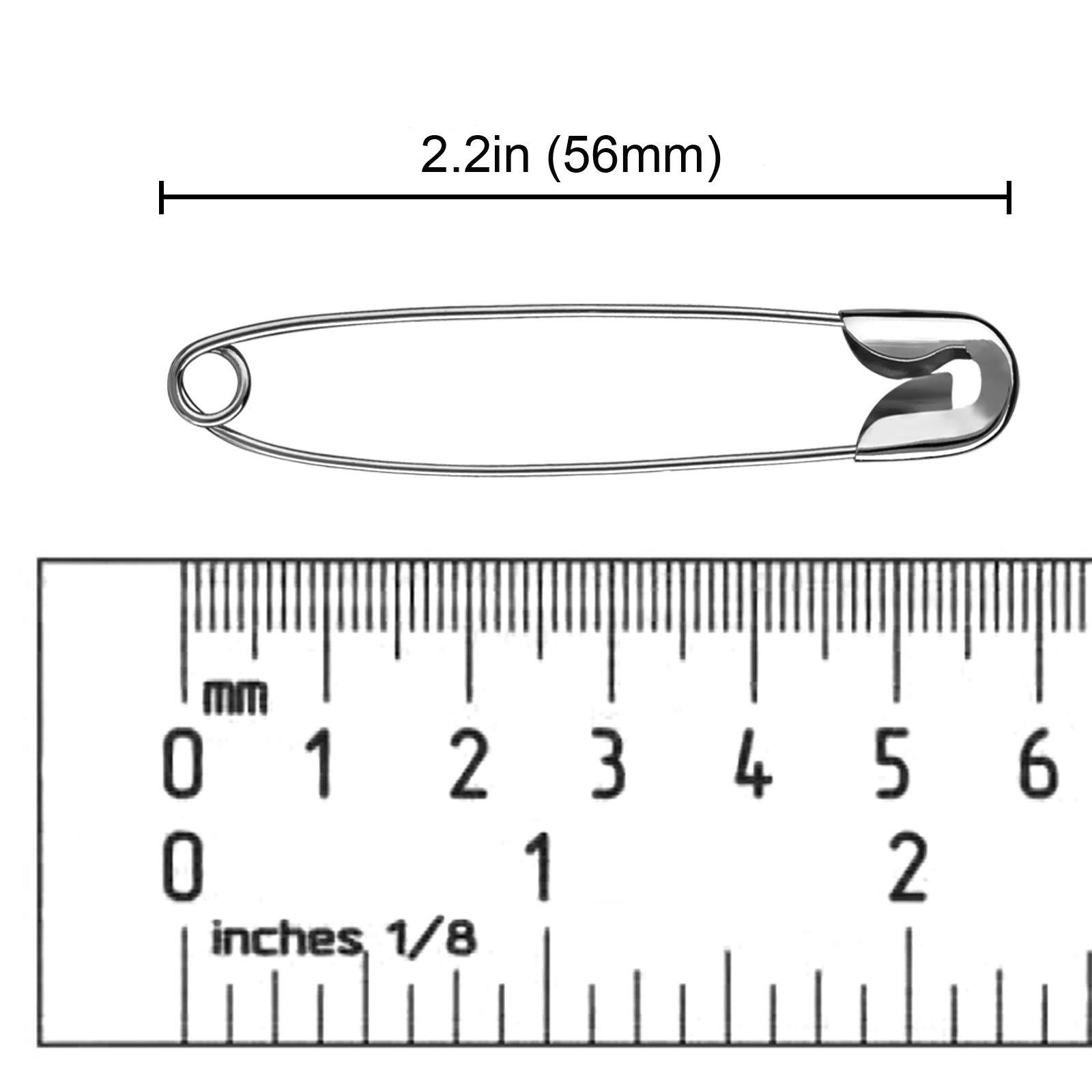 A+DAY Large Safety Pins 2.2 Inch (56mm), Size 4, 80-Count, Nickel Finish - Image 2