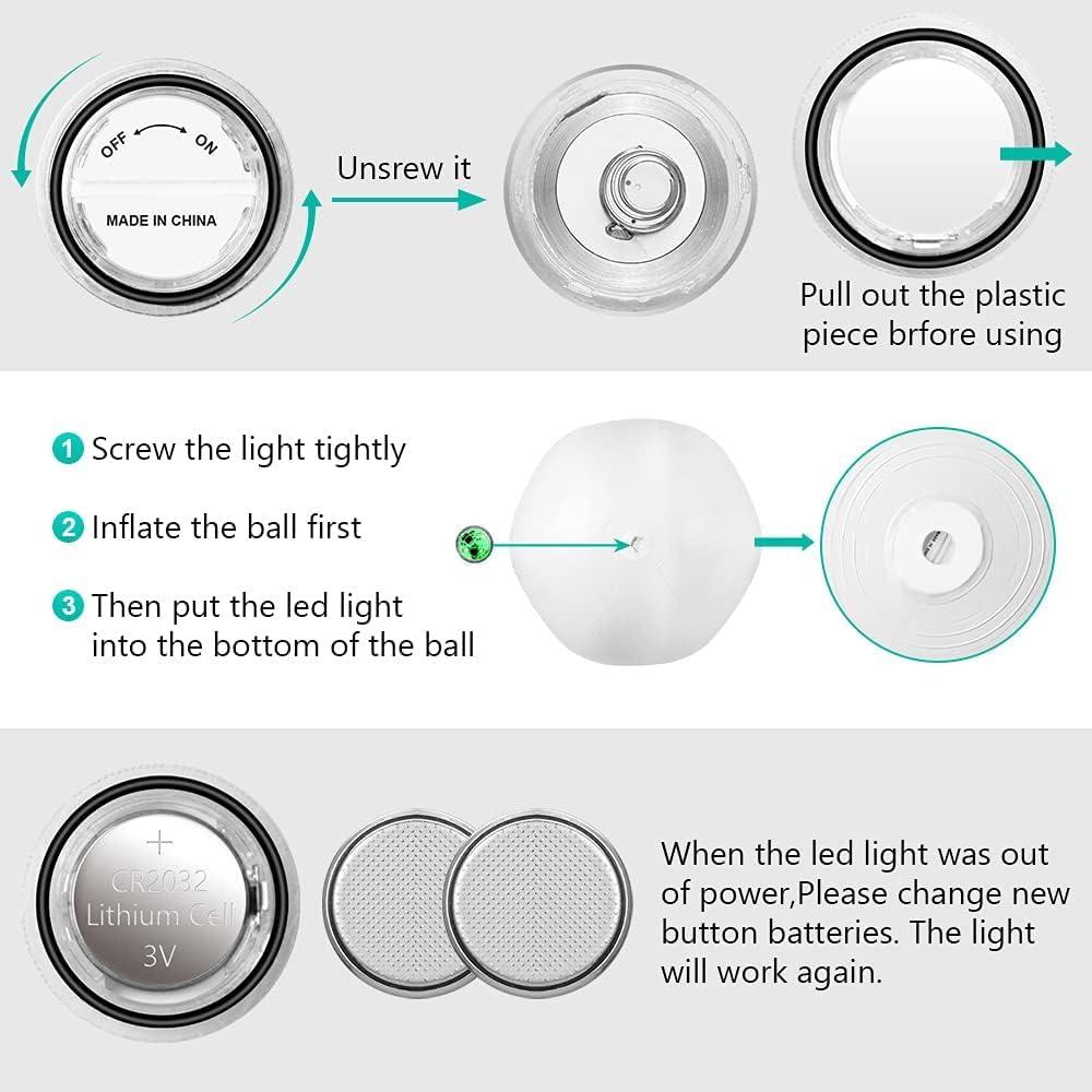 Icnice LED Beach Balls Glow in Dark Party Supplies, 2pcs Inflatable Light up Ballon 16'' Floating Pool Light with Remote 16 Color 4 Mode Beach Game Pool Toy Kickball for Neon Party Decoration-4 Lights - Image 6