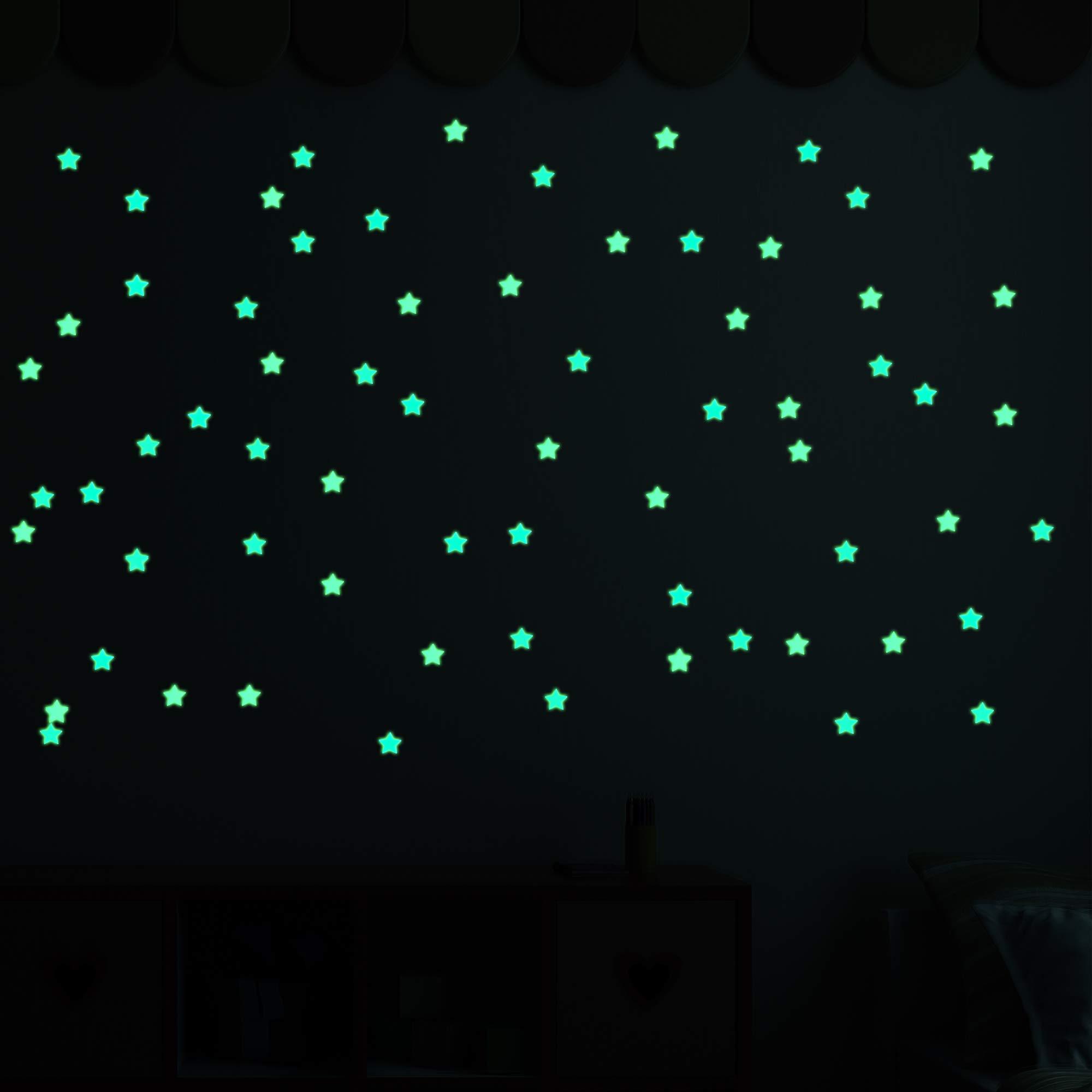 AM AMAONM 100 Pcs Colorful Glow in The Dark Luminous Stars Fluorescent Noctilucent Plastic Wall Stickers Murals Decals for Home Art Decor Ceiling Wall Decorate Kids Babys Bedroom Room Decorations - Image 7