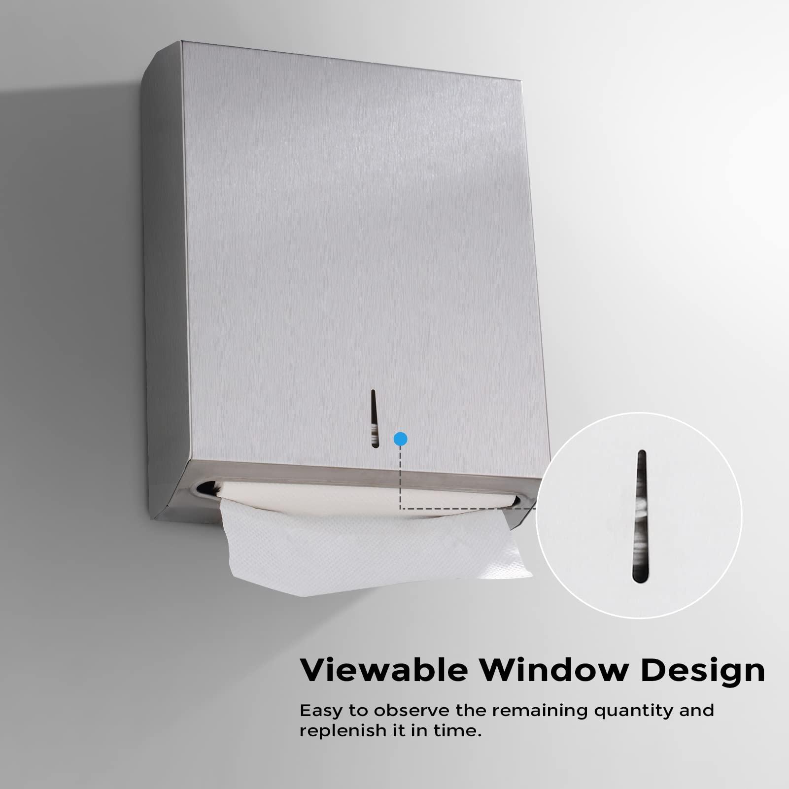 Paper Towel Dispenser Wall Mount - Multifold Trifold Paper Towel Dispensers, Large Capacity Stainless Steel Tissue Holder, Suitable for Bathrooms and Public Places - Image 7