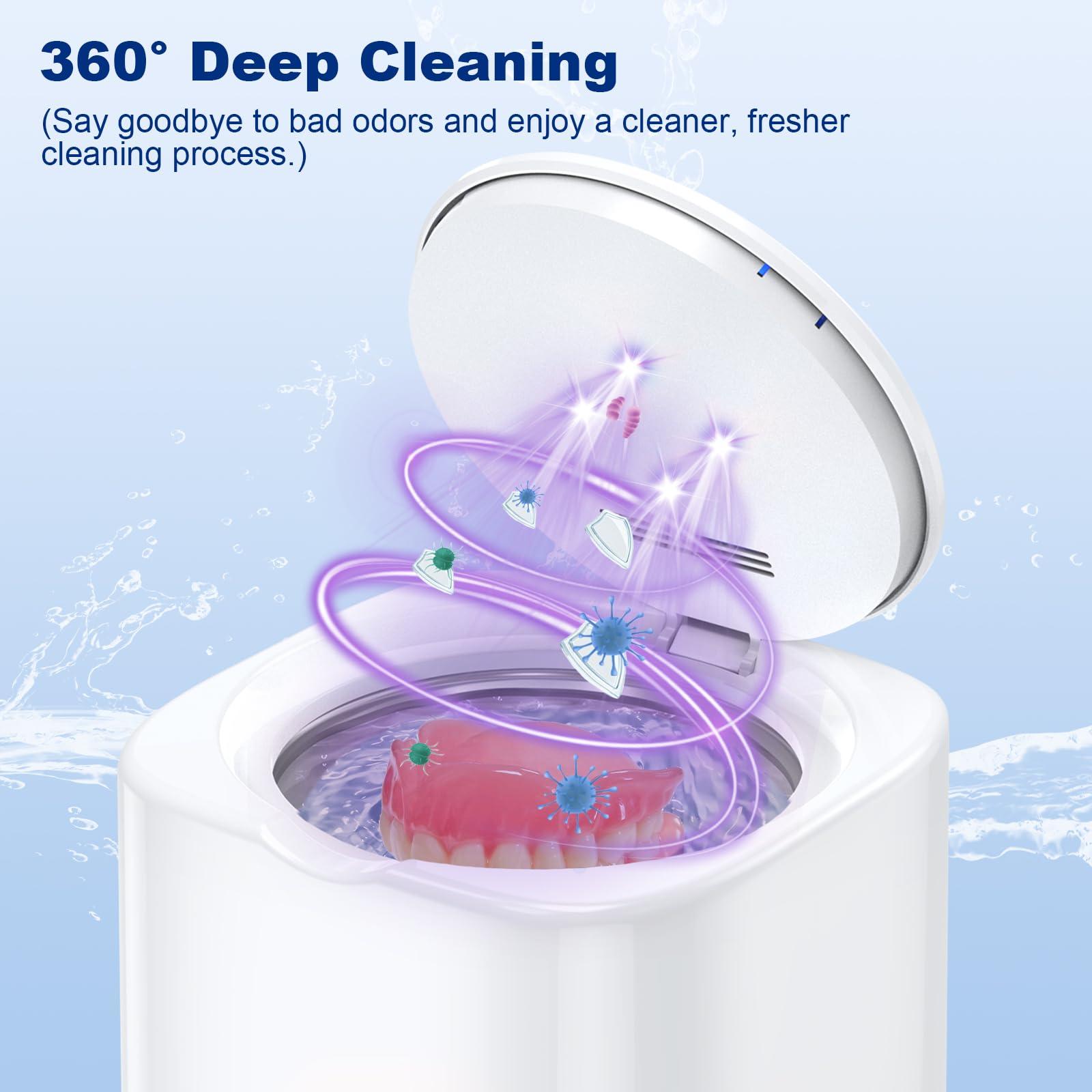 Rechargeable Ultrasonic Retainer Cleaner Machine, 45kHz Denture & Night Guard Cleaner with 200ML Dental Cleaning Pod for Retainers, Aligners, Mouth Guards - Image 6