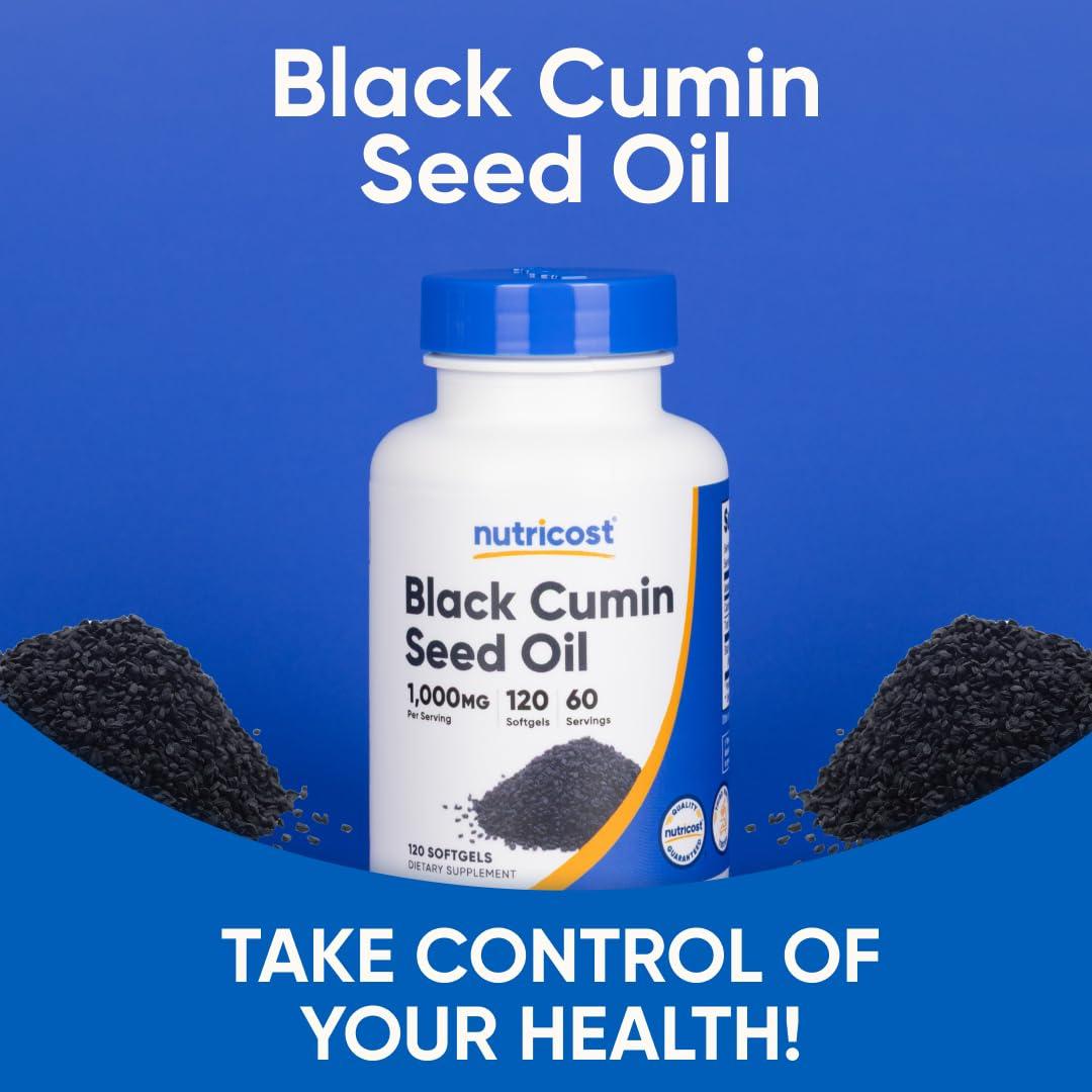 Nutricost Black Seed Oil (Cumin) - Cold Pressed, Source of Omega 3 6 9-120 Softgels, 1000mg Per Serving, 60 Servings - Non-GMO and Gluten Free - Image 5