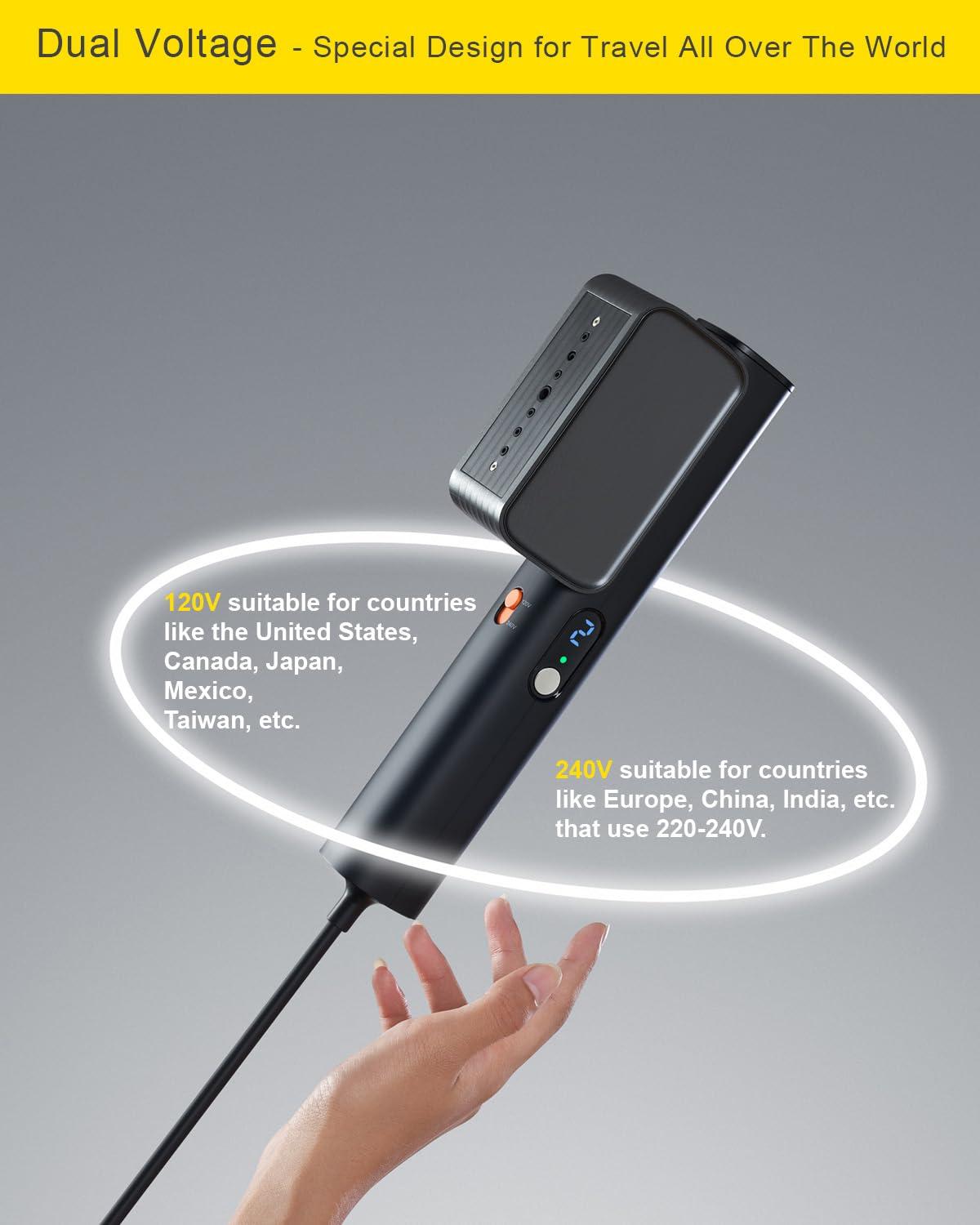 G7 Travel Steamer for Clothes Dual Voltage 100-240V Iron Steamers Professional Portable Steamer, Just 1lbs Fashion Light Mini Handheld Garment Steamer for Global travel and home - Image 3