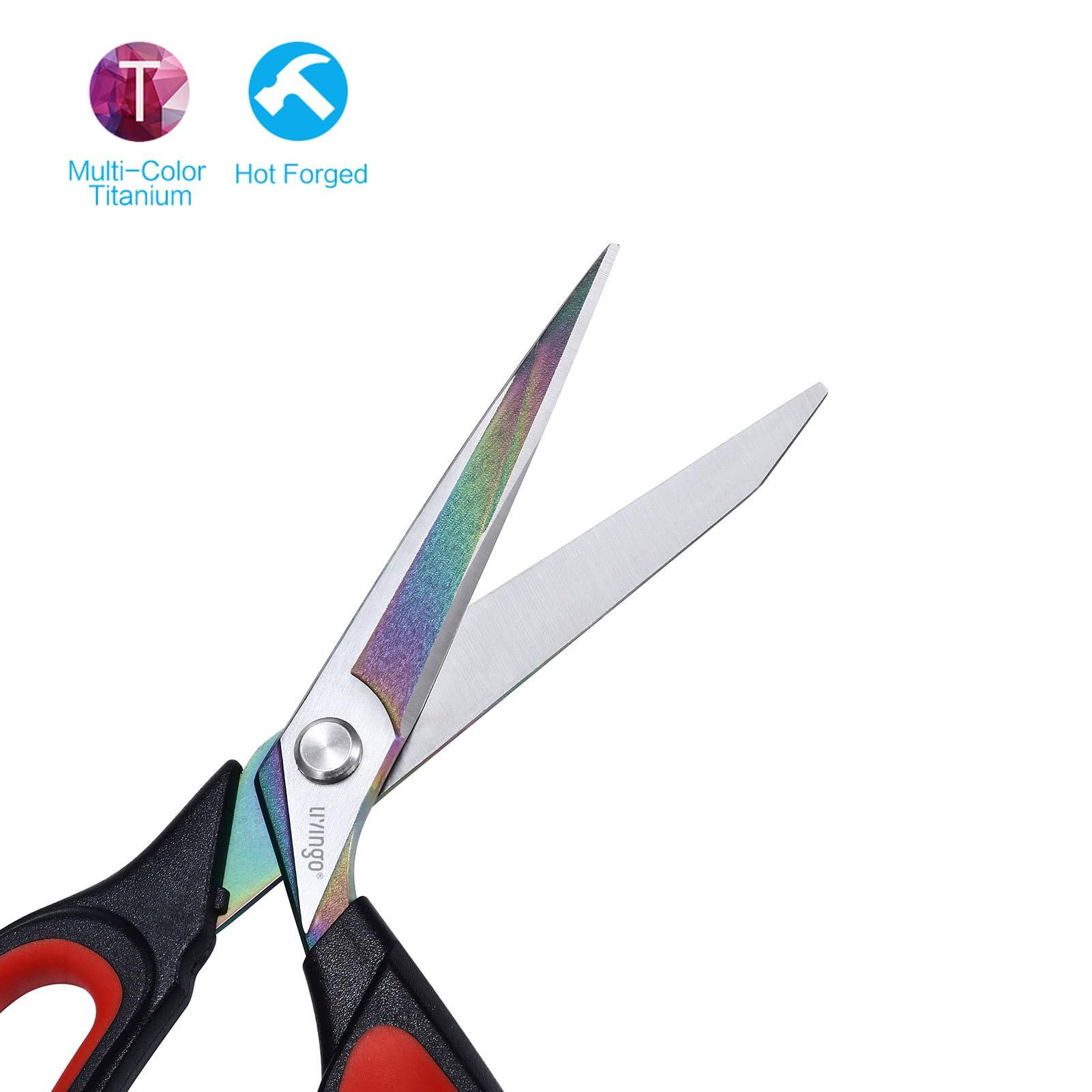 LIVINGO Fabric Scissors Heavy Duty - 9.5 Inches Professional Titanium Coated Forged Stainless Steel Sharp Bent Shears for Sewing Crafting Cutting Cloth, Felt, Leather, Paper - Image 4