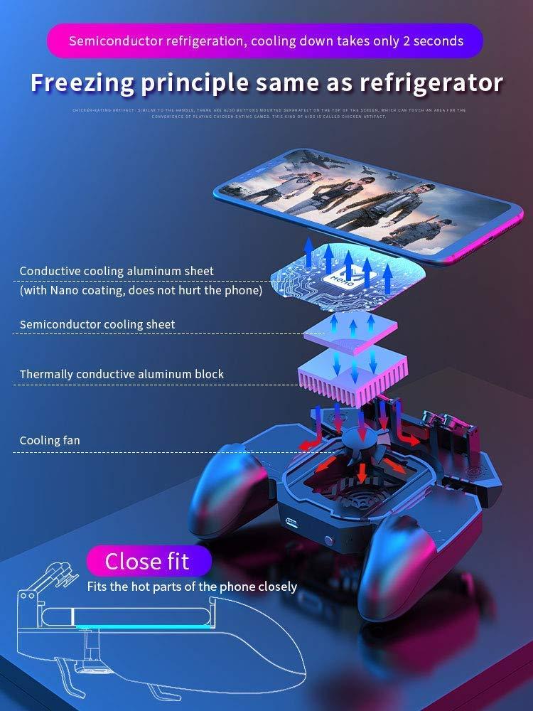 PUBG Mobile Controller Radiator Fast Cooling Phone Gamepad 4 Trigger 6 Finger Operation - L1R1/L2R2 for iPhone, Samsung, Oneplus, Pixel, compatible with CoD Warzone Mobile, Fortnite, Powered by USB C - Image 4