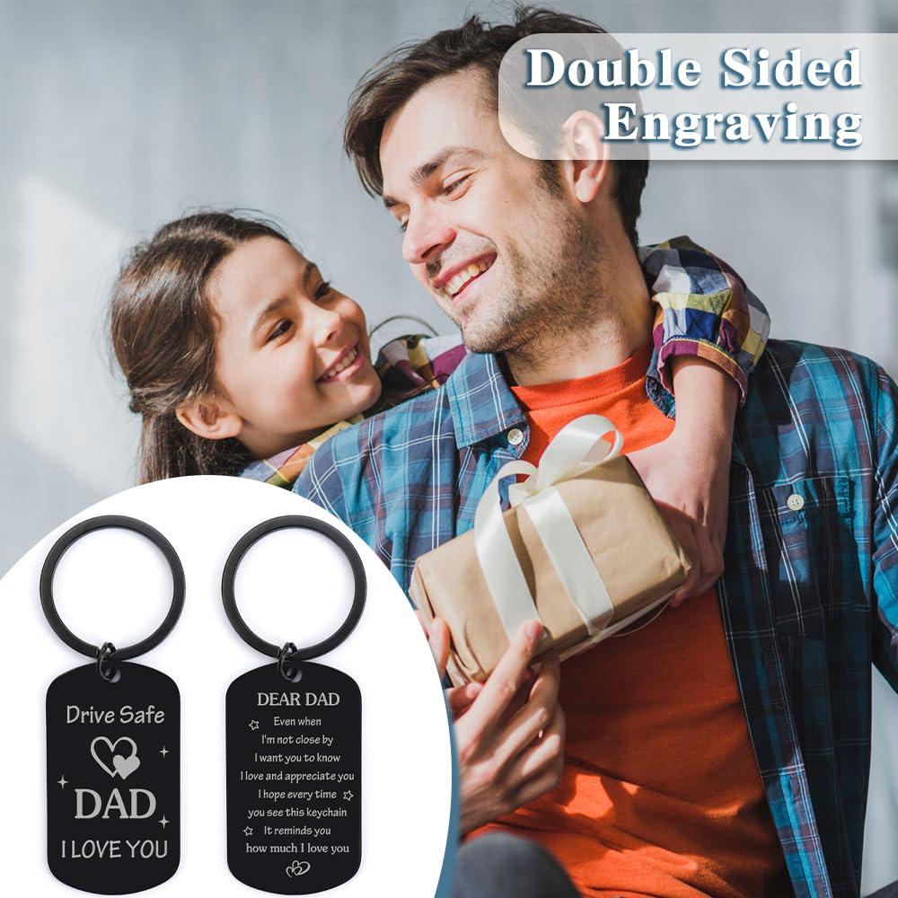 Fodfgxf Father's Day Gifts for Dad from Daughter Son, Drive Safe Keychain Dad Gifts for Birthday Christmas Thanksgiving Father's Day Keychain Gift for Husband from Wife - Image 2