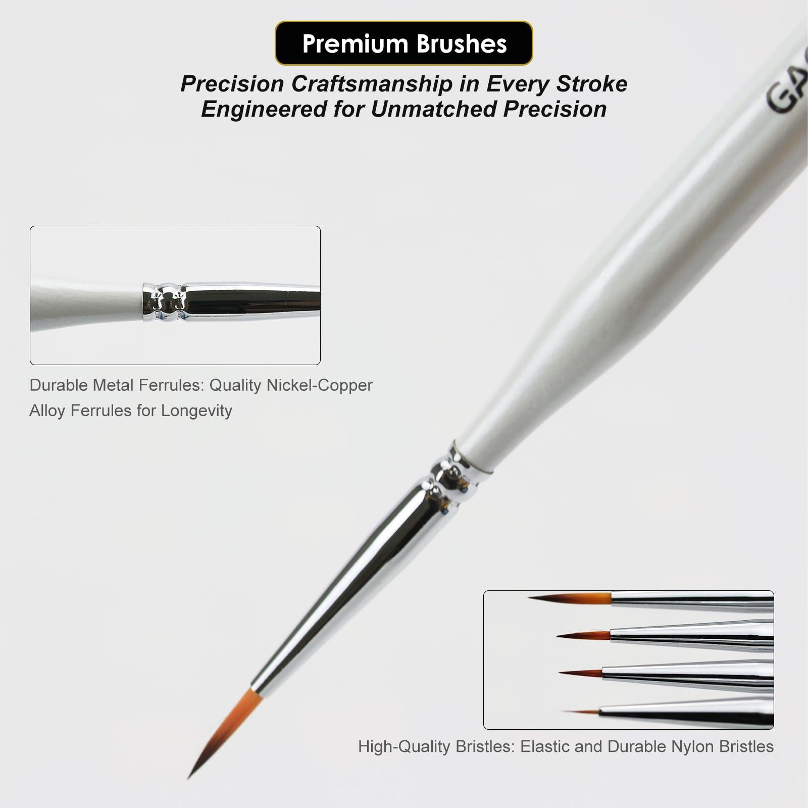 GACDR Dry Brush Miniature Painting, 4 Dry Brushes & 4 Ultra Fine Micro Detail Brushes for Model Painting, 40k, Acrylic Detailing,Paint by Number - Image 3