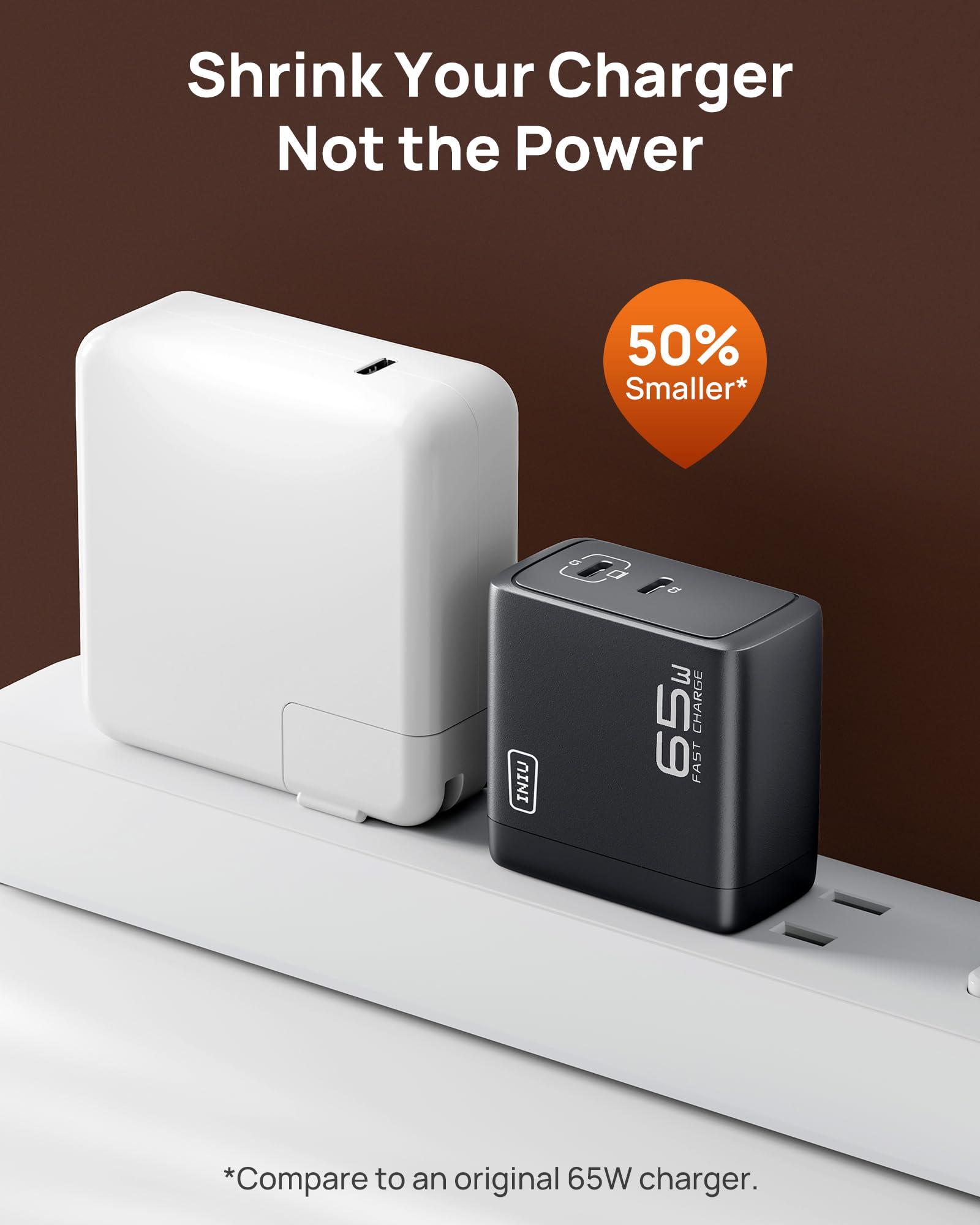 INIU 2-Port 65W GaN Charger - Compact Foldable PD PPS USB C Wall Charger for MacBook Pro/Air, Dell XPS 13, iPad Pro, Samsung Galaxy S23, Note 20/10+, iPhone 16/15/14, Steam Deck - Image 4
