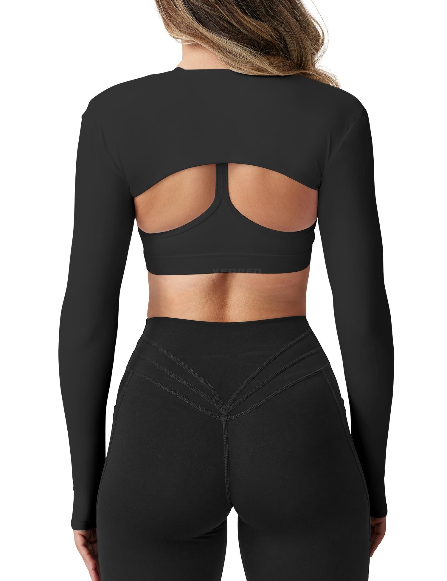 YEOREO Women Crop Top Long Sleeve Bolero Open Front Workout Cropped Shirts Sports Shrug - Image 5