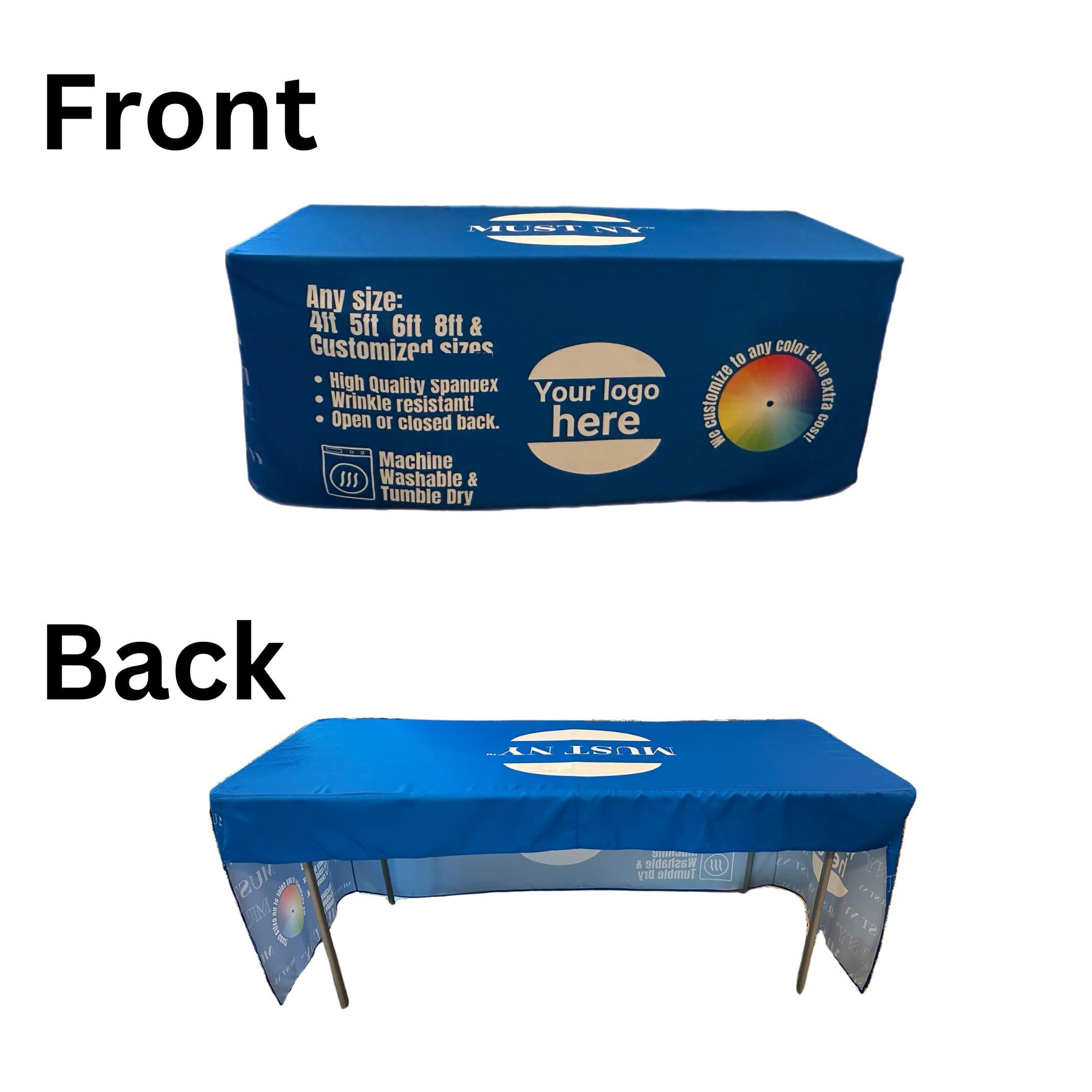 Personalized Customized with Logo Table Cloth 4FT 6 FT 8 FT Table for Tradeshow Events Birthday Wedding Anniversary Tradeshow Mantel Personalizado (6FT 30 x 72" x 30" Open Back) - Image 4