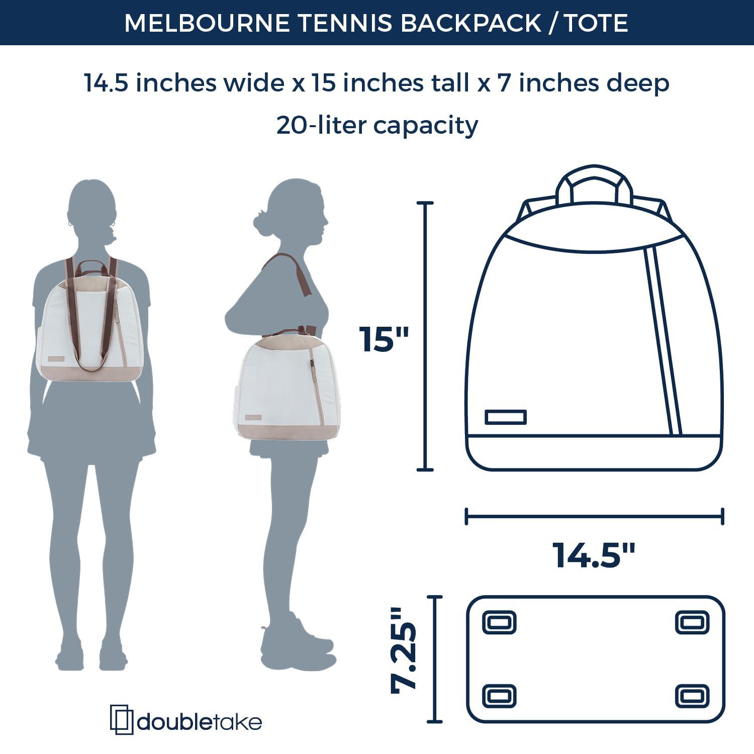 Doubletake Melbourne Tennis Backpack/Tote | Designer Tennis Bag for Women | Fits 2 Racquets with Large Capacity for Accessories - Image 7