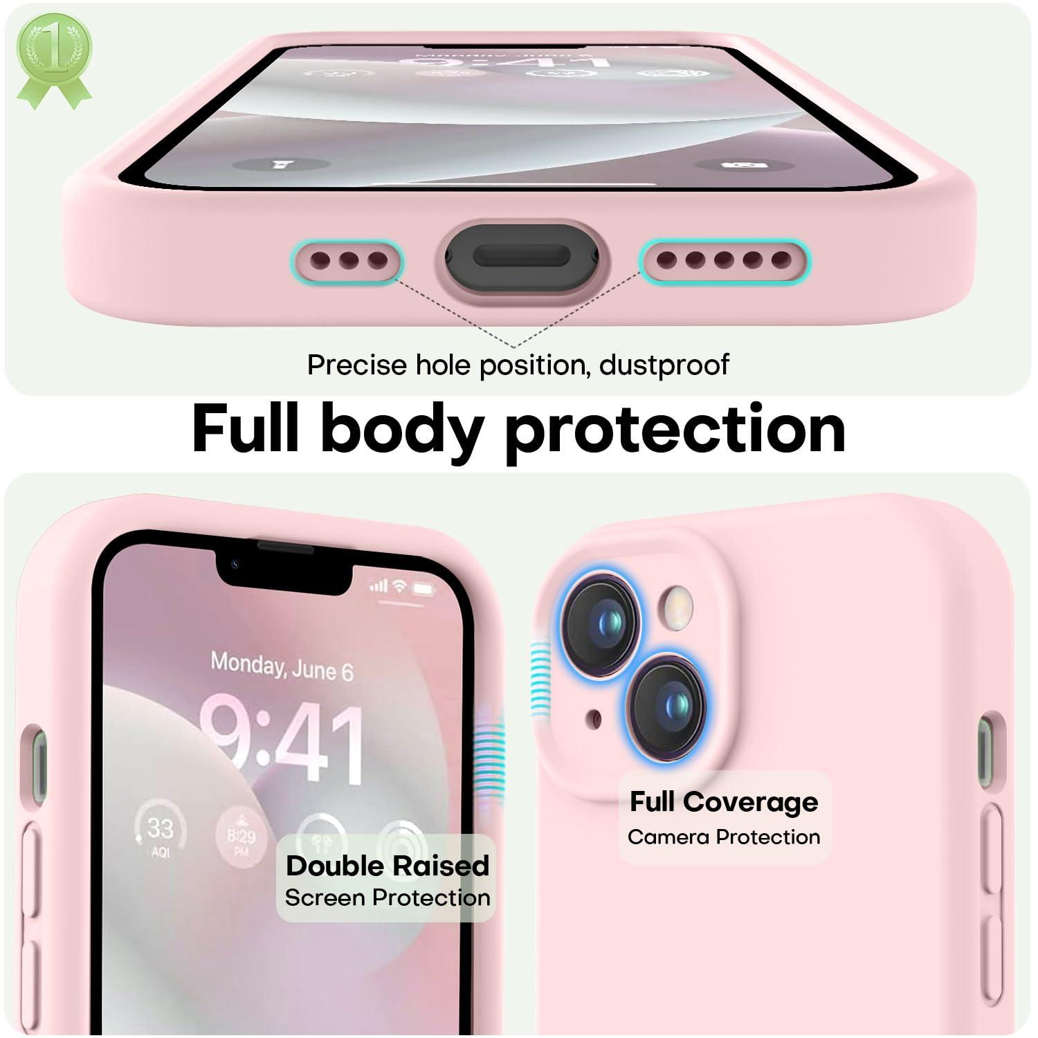 LOVE 3000 Designed for iPhone 14 Case, Premium Silicone with [Soft Anti-Scratch Microfiber Lining] Shockproof Protective Phone Case for Men Women Girls 6.1", Chalk Pink - Image 3