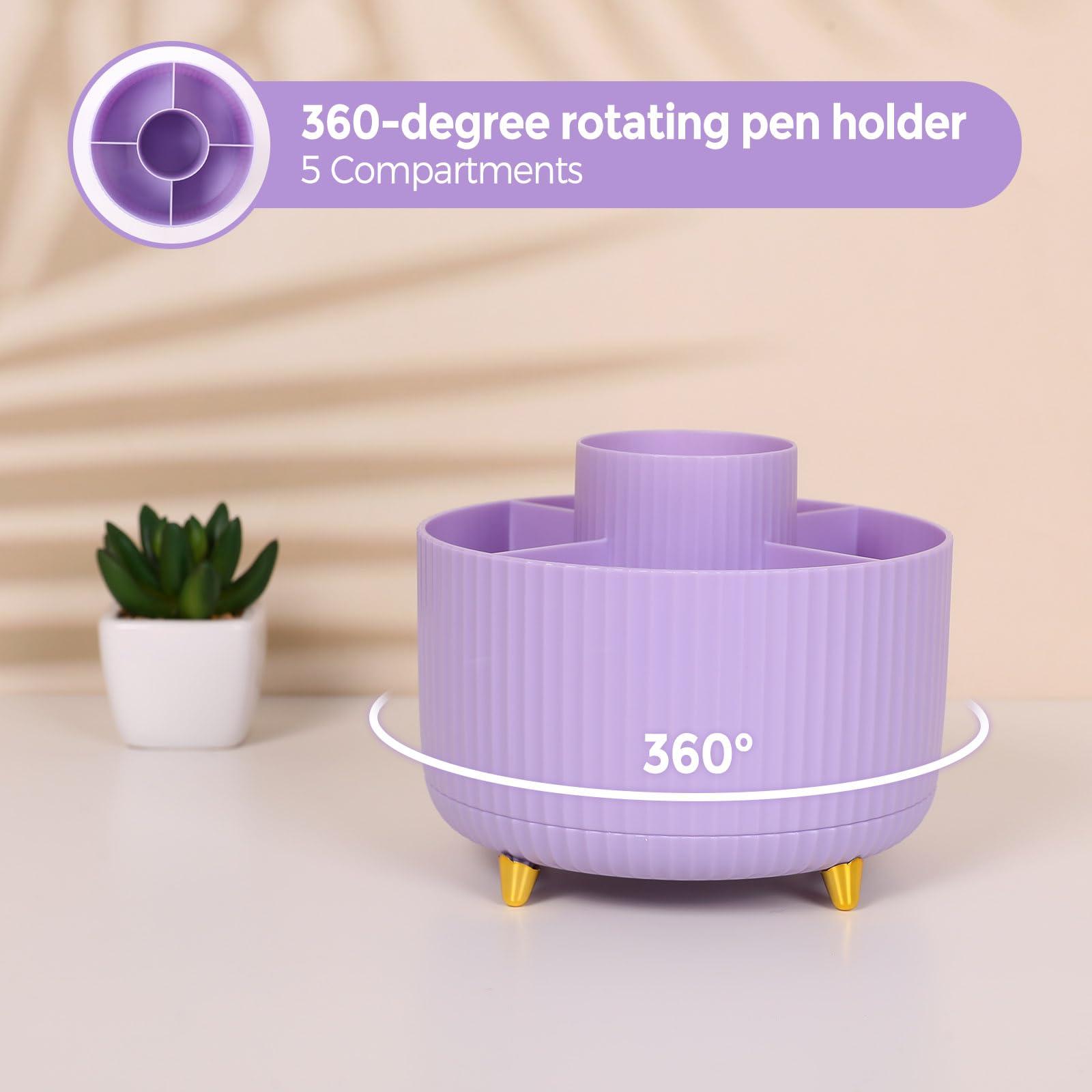 SKYDUE Purple Office Supplies Set, Purple Office Desk Accessories 10PCS, Pencil Holder for Desk, Stapler, Tape Dispenser, Scissors, Ruler, Binder/Paper Clips and 1000pcs Staples,Desk Supplies Set - Image 5