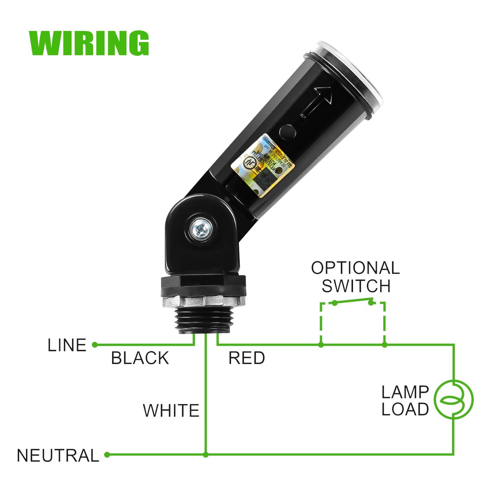 2-Pack, Dusk to Dawn/Day Night Sensor, Photoelectric Switch, Photo Cell Sensor, 110V/120V/220V/240V Input, UL Listed, IP65 Water-Resistant, Photocell for Outdoor Light - Image 6