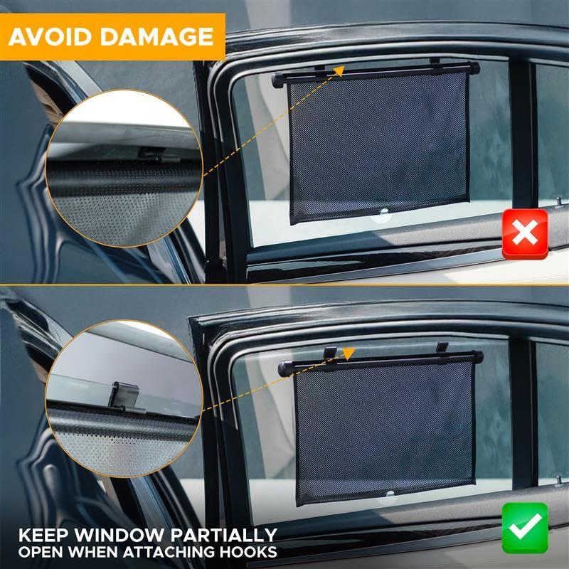 EcoNour Car Side Window Sun Shade (2 Pack) | Retractable Roller Sunshade for Kids | Baby Car Window Shades for UV and Sun Glare Protection | Baby Travel Accessories (15"x17") - Image 6
