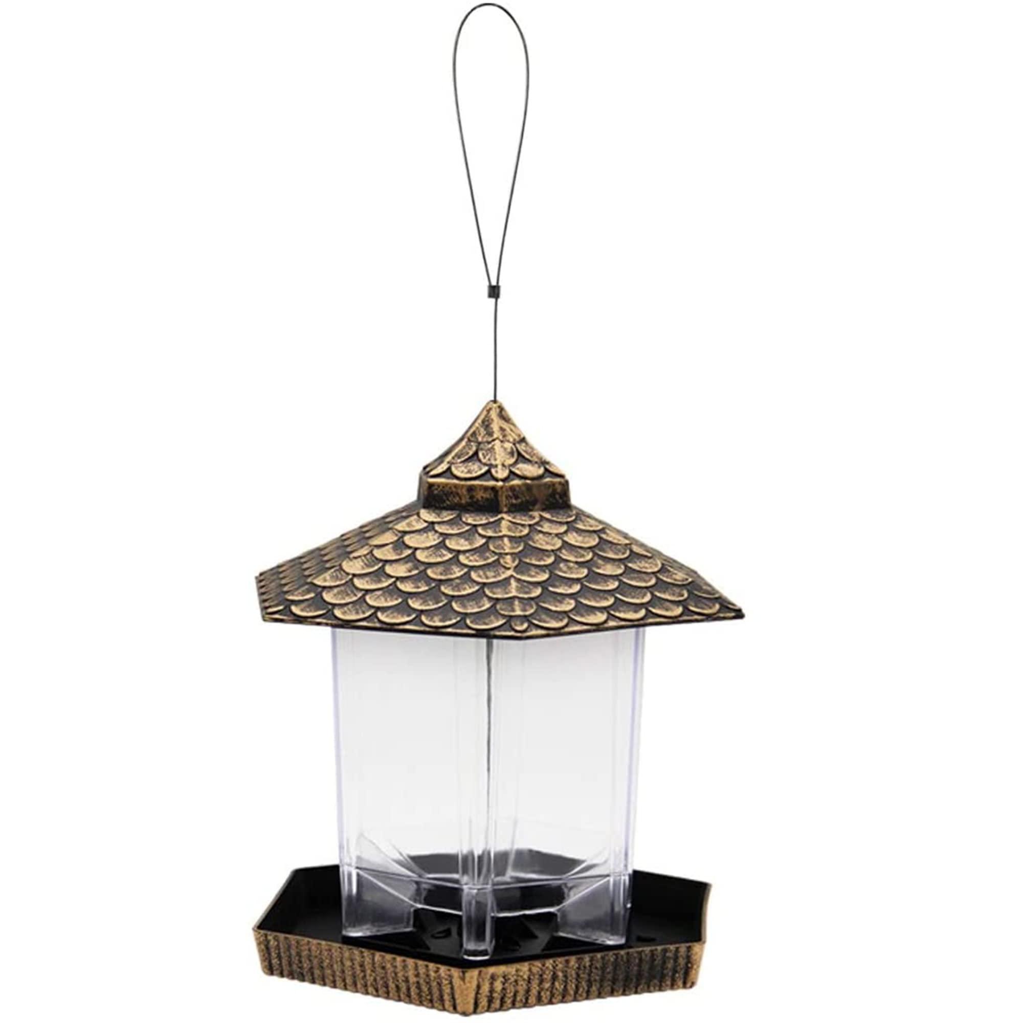 Twinkle Star Wild Bird Feeder Hanging for Garden Yard Outside Decoration, Hexagon Shaped with Roof - Image 5