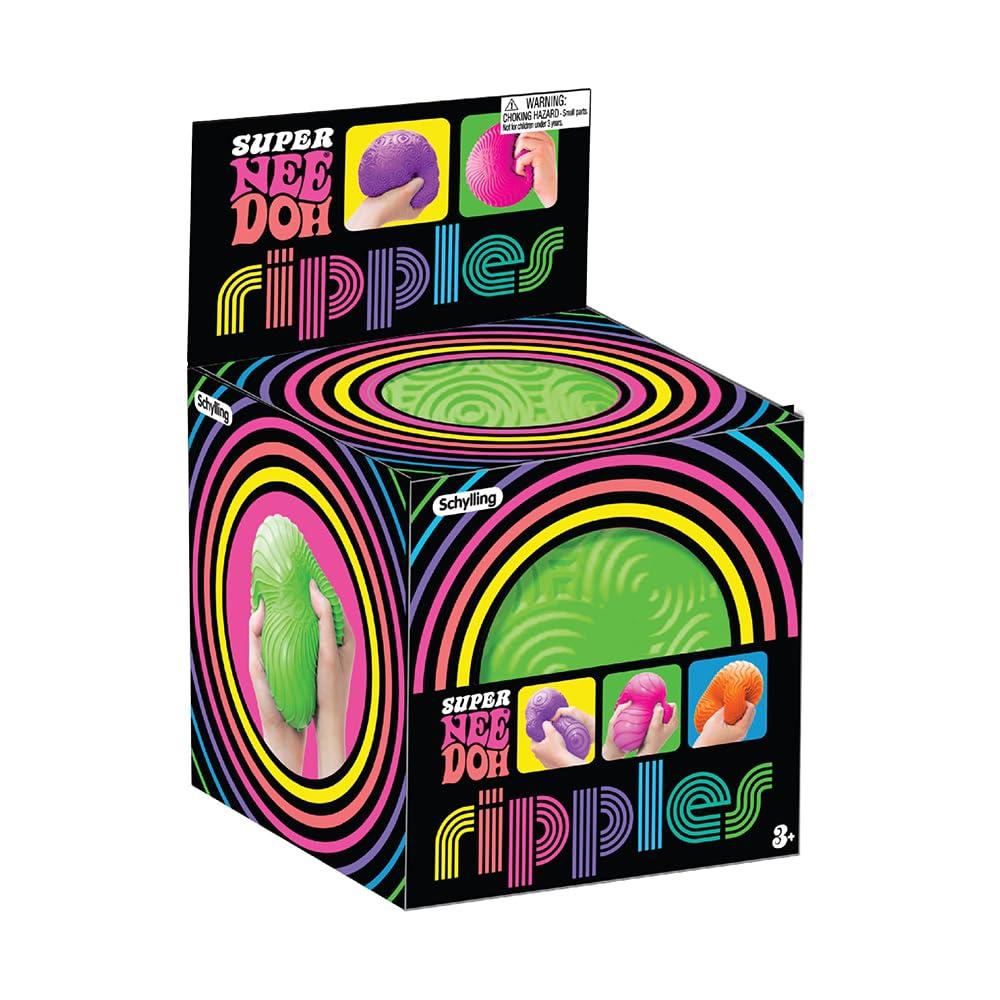Schylling: Ripples Super NeeDoh - Surprise Style! (1) 4.25" Toy in Assorted Neon Colors & Textures, Doh-Filled, Stress Reliever, Squish-Squeeze-Pull