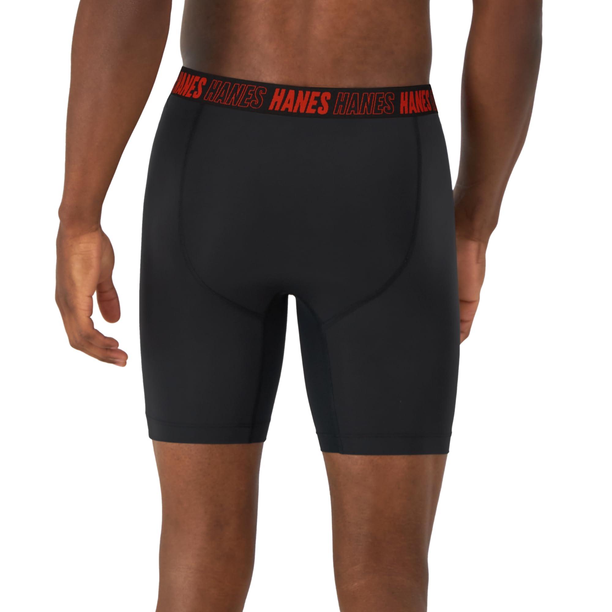 Hanes Men's Moves Performance Boxer Brief, Total Support Pouch, Regular, Trunk, and Long Leg, 3-Pack - Image 3