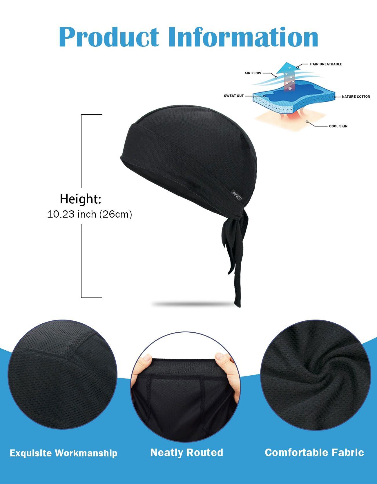 Sweat Wicking Doo Rag Cooling Dew Rag Helmet Liner Large Motorcycle Do Rags Head Wrap Bandana Skull Caps for Men and Women - Image 5