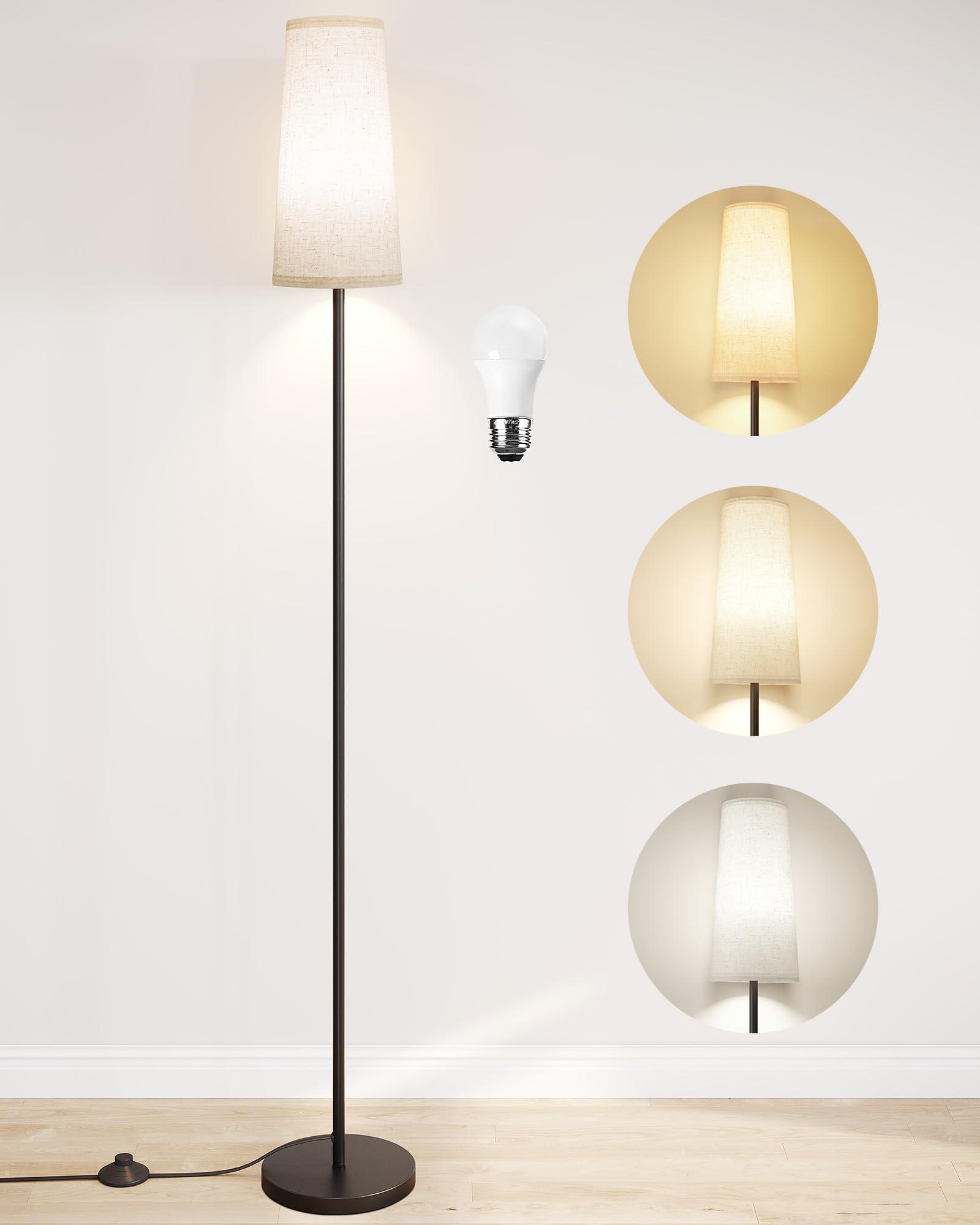 SUNMORY Floor Lamps for Living Room/Bedroom/Office, Standing Lamp with LED Bulb, 3 Color Temperature Tall Lamp, Suitable for Modern/Boho/Farmhouse and Other Home Decor Styles, Black Floor Lamp