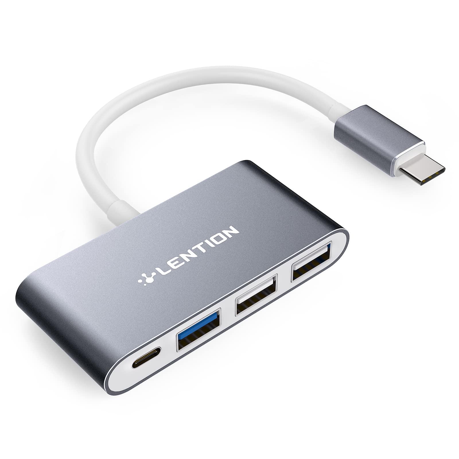 LENTION 4-in-1 USB-C Hub with Type C, USB 3.0, USB 2.0 for 2024-2016 MacBook Pro (M1-M4), iPhone 16-15 New Mac Air/Surface, ChromeBook, More, Multiport Charging & Connecting Adapter (C13, Space Gray)