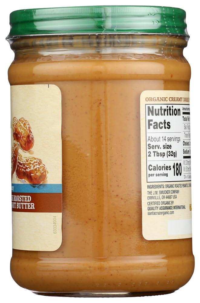 Santa Cruz - Organic Creamy Dark Roasted Peanut Butter - 3 Pack (16 oz per jar) - Plus GTF Sticker & Chocolate Starlight Mint - Image 4