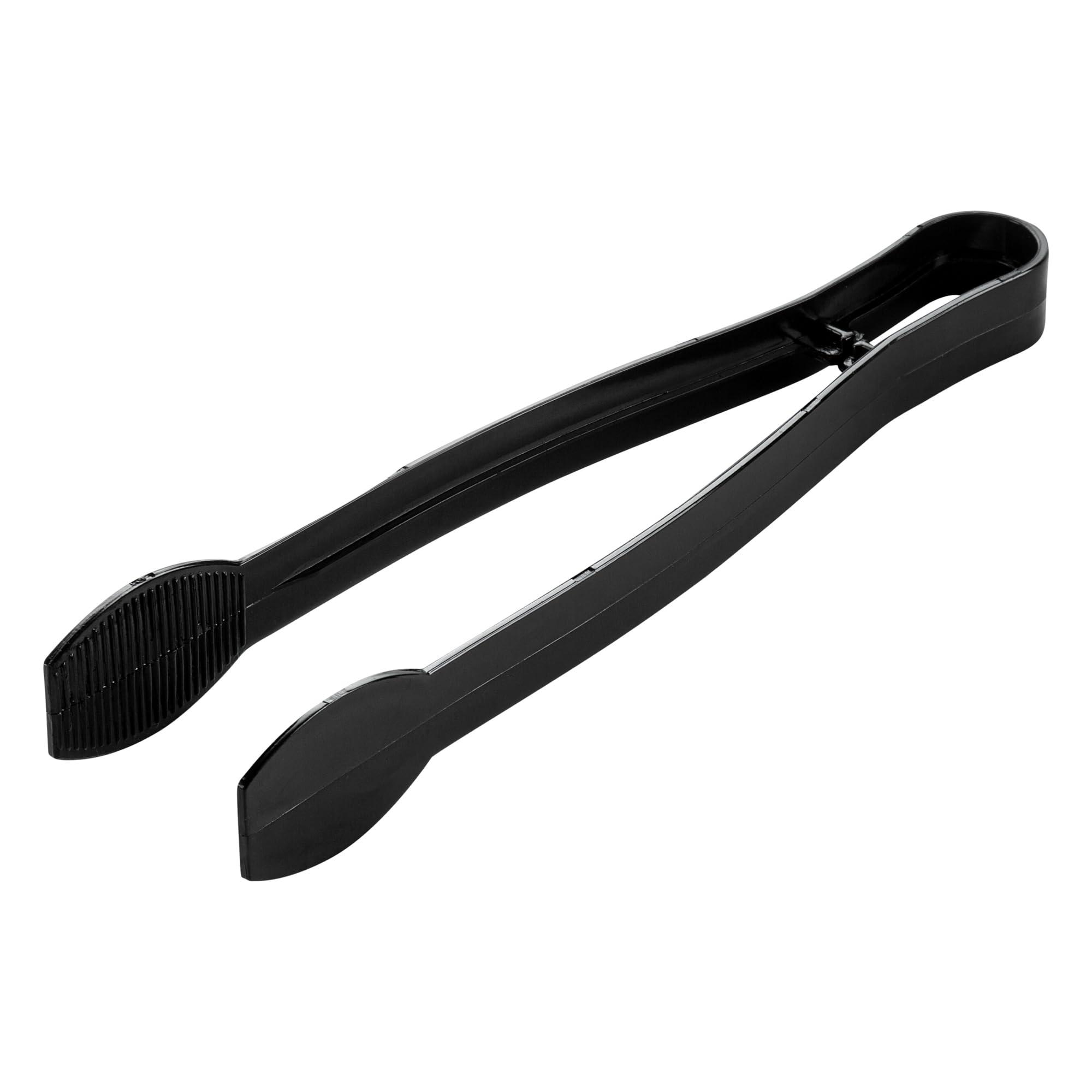 Restaurantware-Cater Tek 9 Inch Serving Tongs, 10 Disposable Tongs For Catering - With Ridged Tips, Heavy-Duty, Black Plastic Food Tongs, Long Handle, For Weddings, Buffets, Catering Events