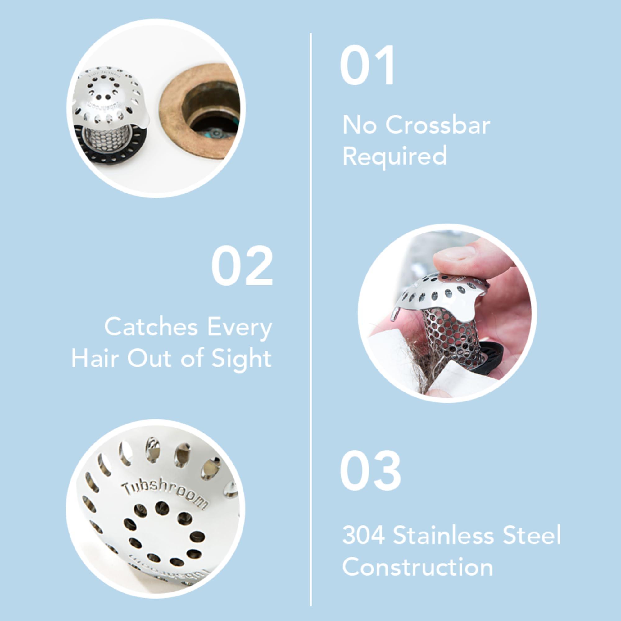 TubShroom Ultra Revolutionary Bath Tub Drain Protector Hair Catcher/Strainer/Snare, Stainless Steel, Stainless Combo - Image 10