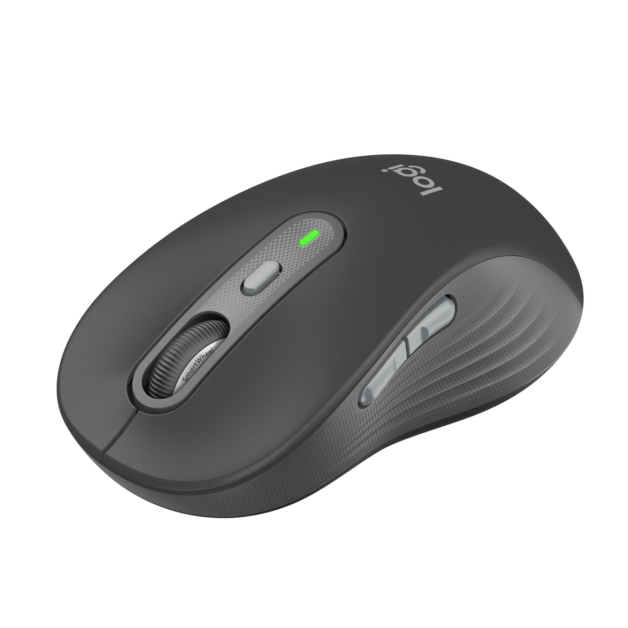 Logitech Signature Plus M750 L Wireless Mouse - for Large Hands, SmartWheel, Bluetooth, Multi Device, 24-Month Battery, Silent Clicks, Customizable Side Buttons, Contoured Shape - Graphite