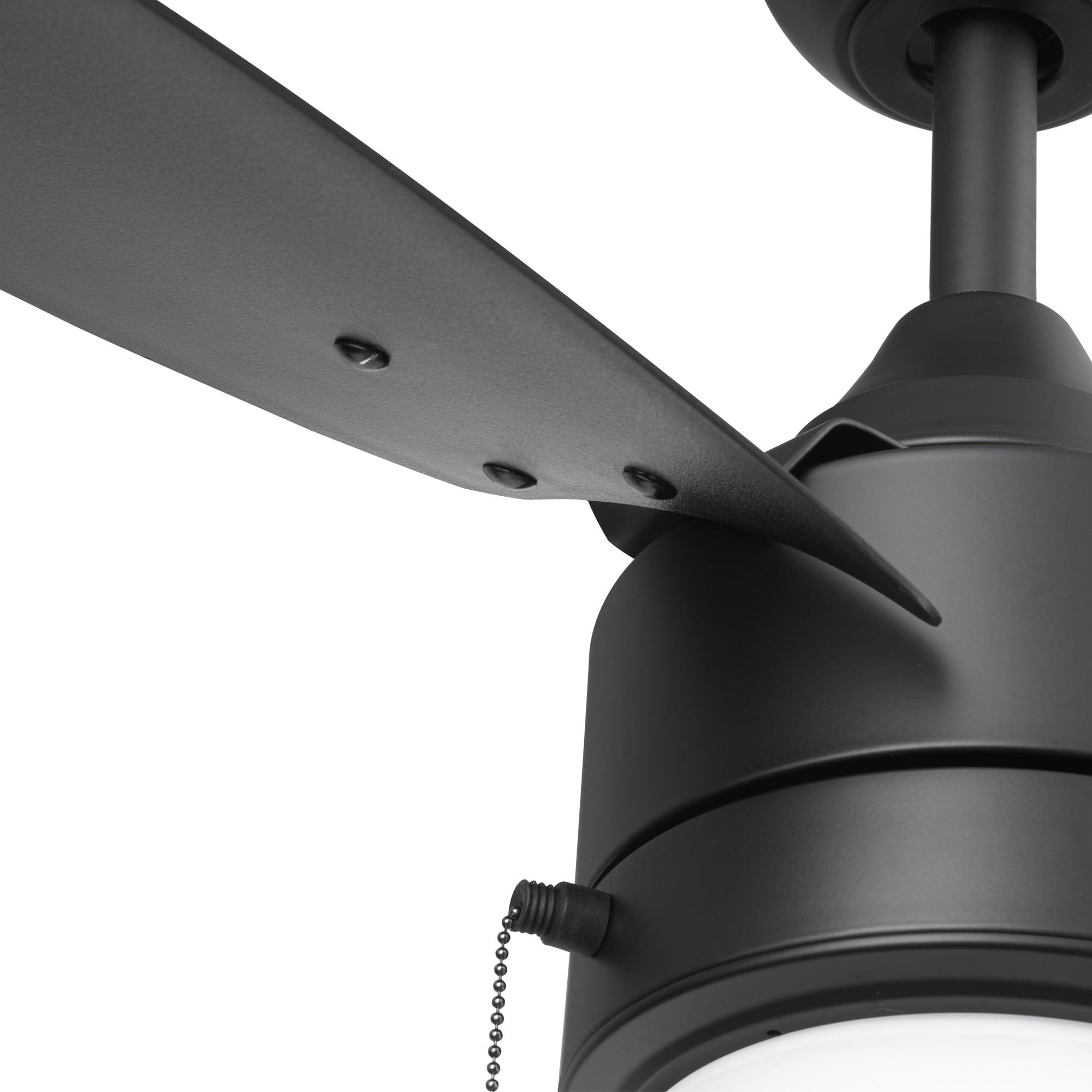 Prominence Home Teo, 56 Inch Contemporary Wet Rated Outdoor LED Ceiling Fan with Light, Pull Chain, Dual Mounting Options, 3 Weather Resistant Blades, Reversible Airflow - 51862-01 (Matte Black) - Image 10
