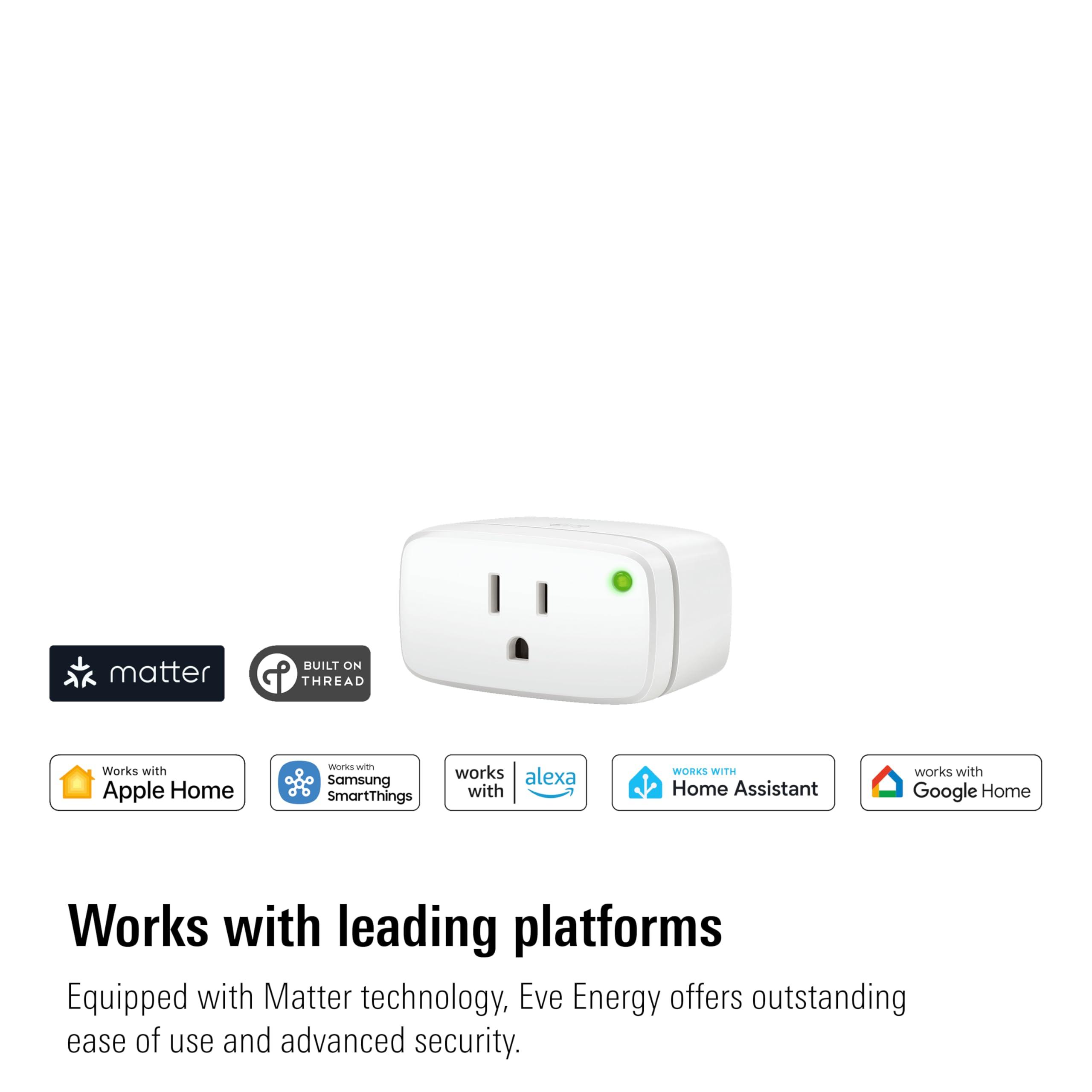 Eve Energy (Matter) - Smart Plug, App and Voice Control, 100% Privacy, Matter Over Thread, Works with Apple Home, Alexa, Google Home, SmartThings - Image 2