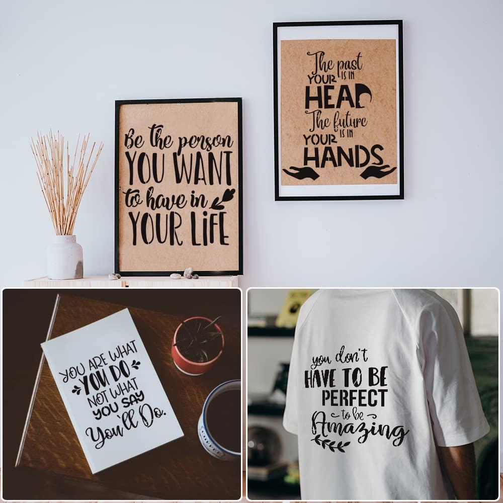 16 Pcs Inspirational Word Stencils, Quote & Phrase Sayings Templates, Craft Stencils for Painting on Wood, Wall, Canvas, Fabrics, Paper & Home Signs - Reusable 7.87 x 7.87 Inches - Image 6