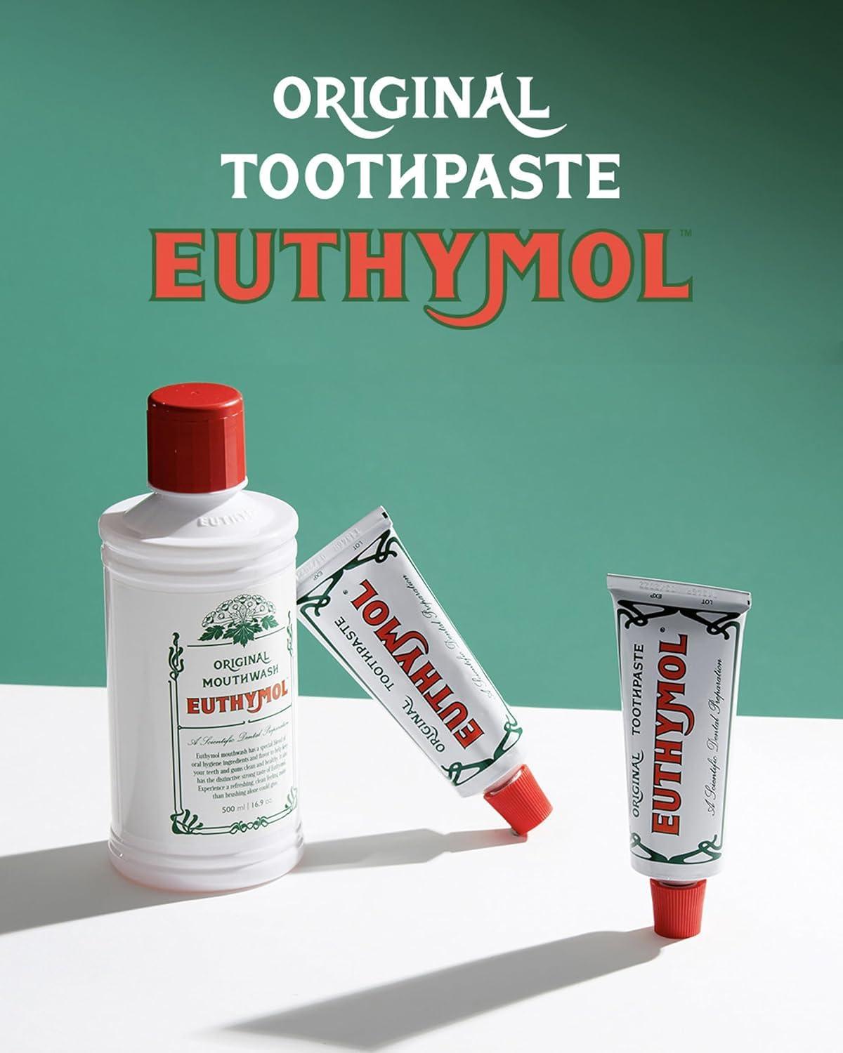 EUTHYMOL Original Pink Toothpaste (3.7fl oz/Pack of 1) - Fluoride-Free Toothpaste for Sensitive Teeth & Gum. Bad Breath, Cavity Prevention, 12-Hour Long Lasting Freshness with Wintergreen - Image 7