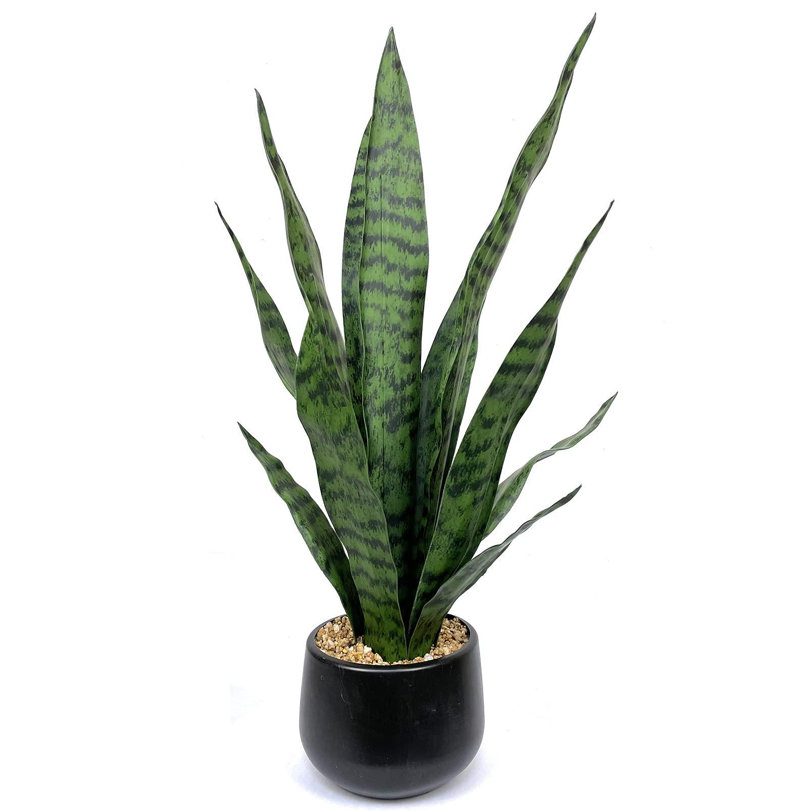 Ollain Artificial Snake Plant with Potted 23.6" Fake Plastic Sansevieria Faux Plants in Pot for Outdoor Window Box Verandah Planter Indoor Outside Home Garde Office Room Gardening Decoration - Image 7