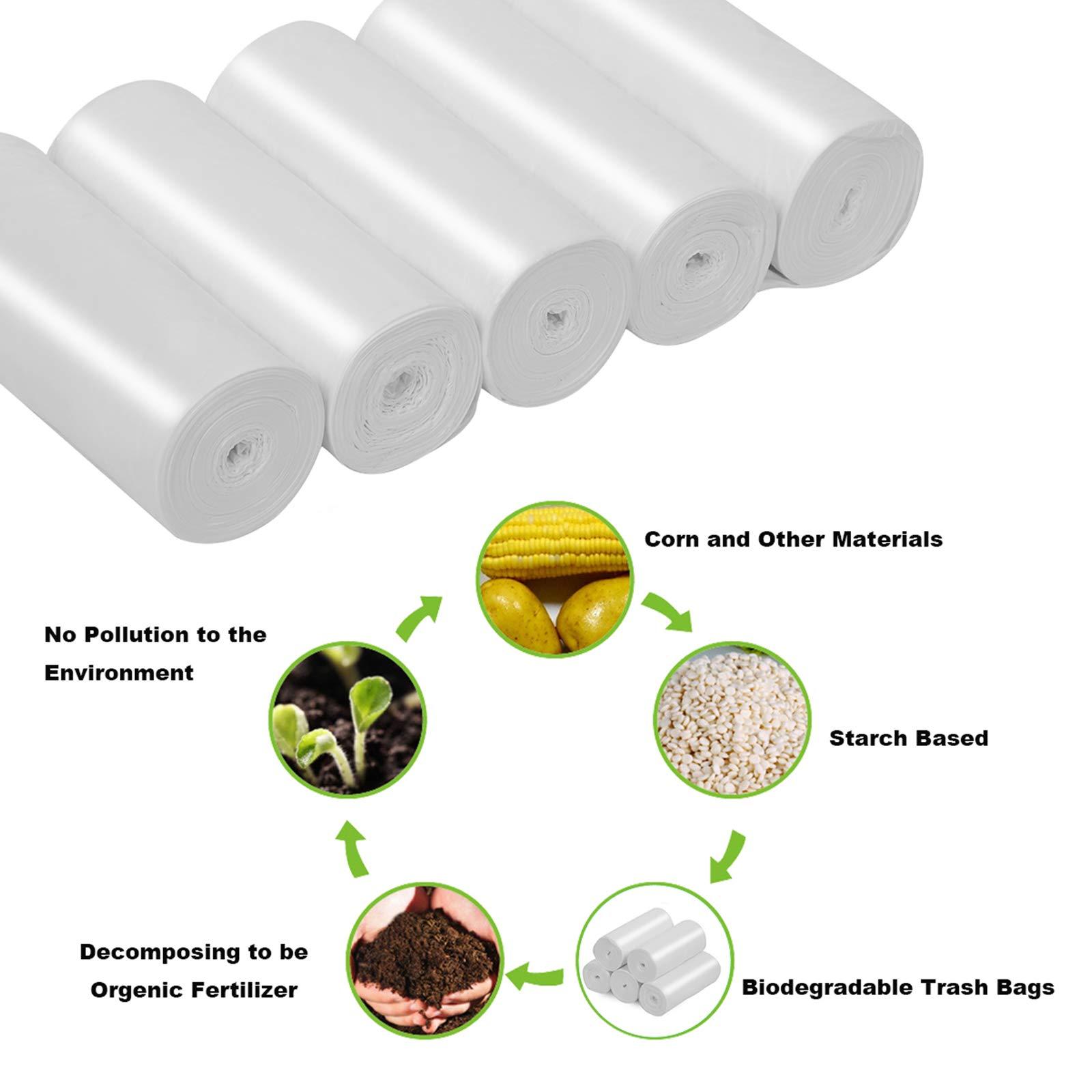 8 Gallon Compostable Trash Bags Inwaysin Tall Kitchen Garbage Bags Recycling Unscented Strong Wastebasket Bin Liners Medium Trash Can Liners for Bathroom,Bedroom,Office,Car (White) - Image 3