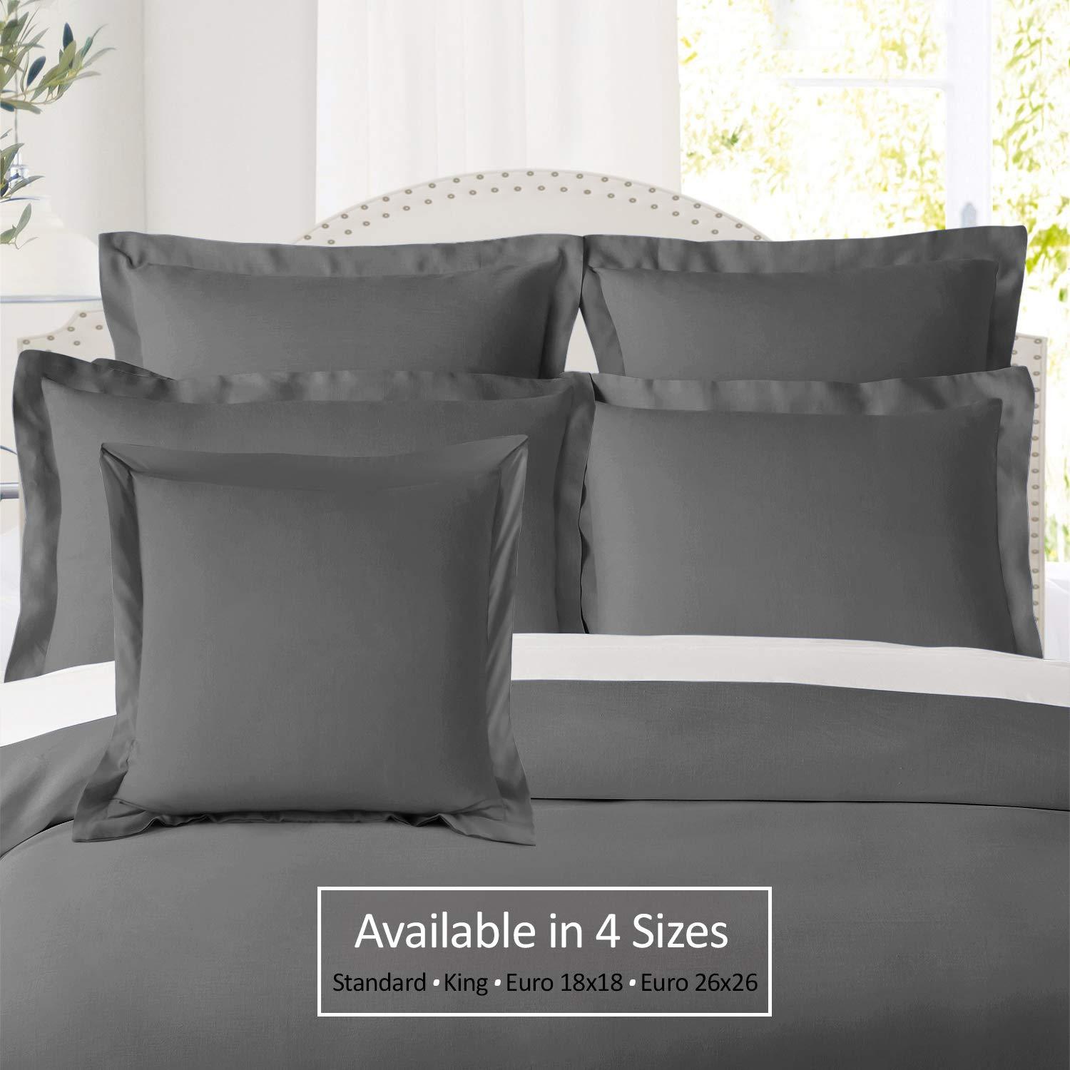Nestl Soft Pillow Shams Set of 2 - Double Brushed Microfiber Pillow Covers - Hotel Style Premium Bed Pillow Cases, with 1.5” Decorative Flange, King 20"x36" - Gray - Image 2