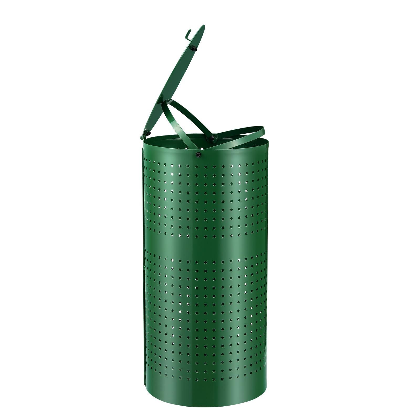 VEVOR Dog Poop Trash Can With 50 Liner Bags, 11.5 Gallons Outdoor Waste Bin With Lid & Liner Clip for Pet Waste Station, Disposal Container for Garden Backyard Park - Image 5