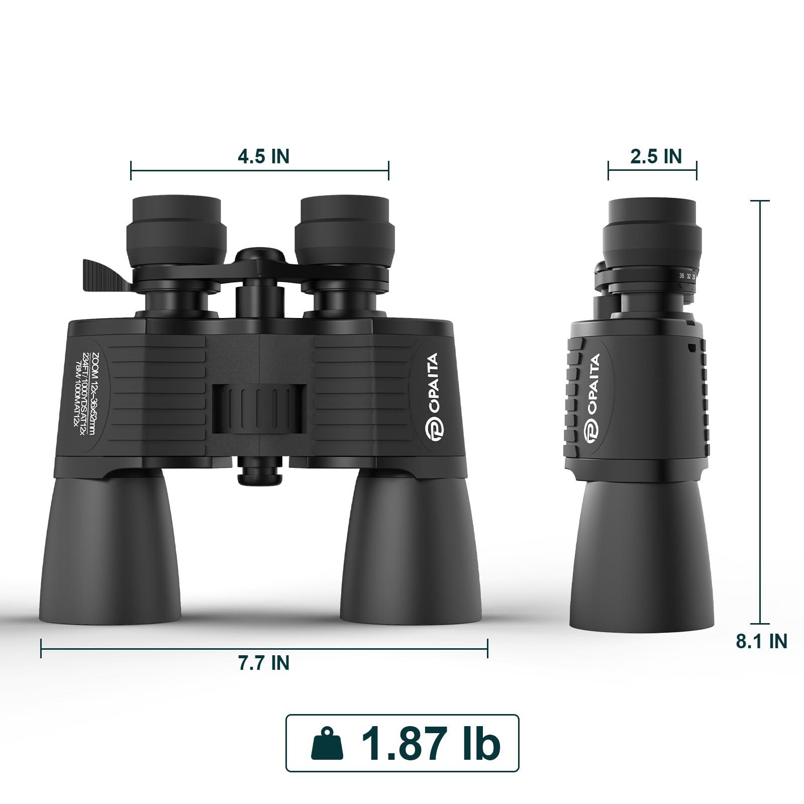 12-36x52 Binoculars for Adults High Powered - Opaita Zoom with Clear Low Light Vision for Hunting - HD for Bird Watching Stargazing Cruise Ship Travel Hiking Opera - Image 8