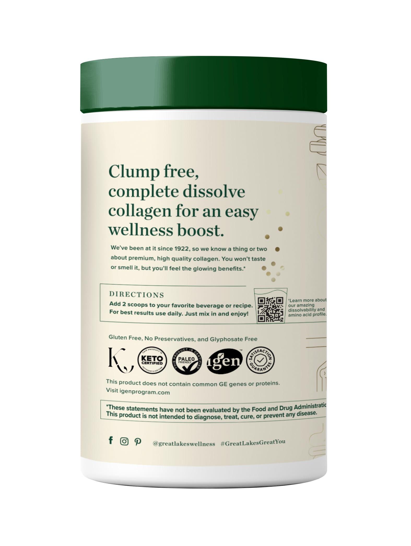 Great Lakes Wellness Collagen Peptides Powder for Skin, Hair, Nails, Joints & Digestion - Unflavored - Quick Dissolve Hydrolyzed, Non-GMO, Keto, Kosher - 10 oz - Image 2