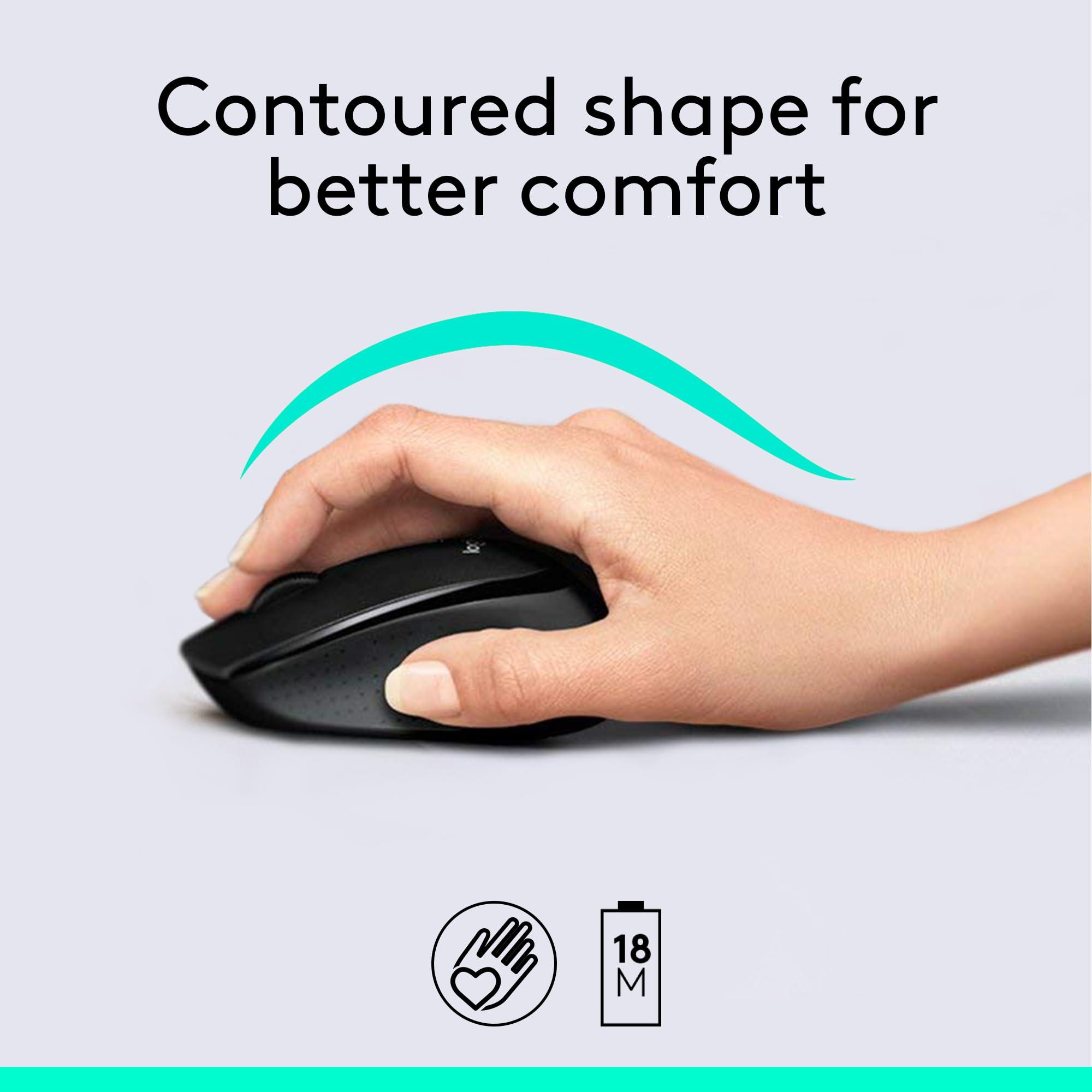 Logitech MK345 Wireless Keyboard and Mouse Combo with Palm Rest, 2.4 GHz USB Receiver, Compatible with PC, Laptop, Black - Image 3