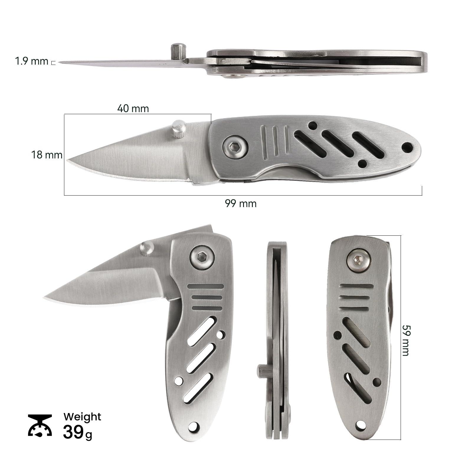 BARRYSAIL Mini Keychain Knife, 2pcs Small Folding Pocket Knives with Liner Lock, 1.6 Inch Blade, Every Day Carry Tool for Father's Day Gift (Silver) - Image 3