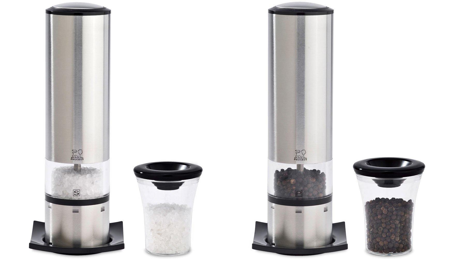 Peugeot Electric Salt & Pepper Mill Set - Stainless (Elis U'select Stainless Steel) - Image 1